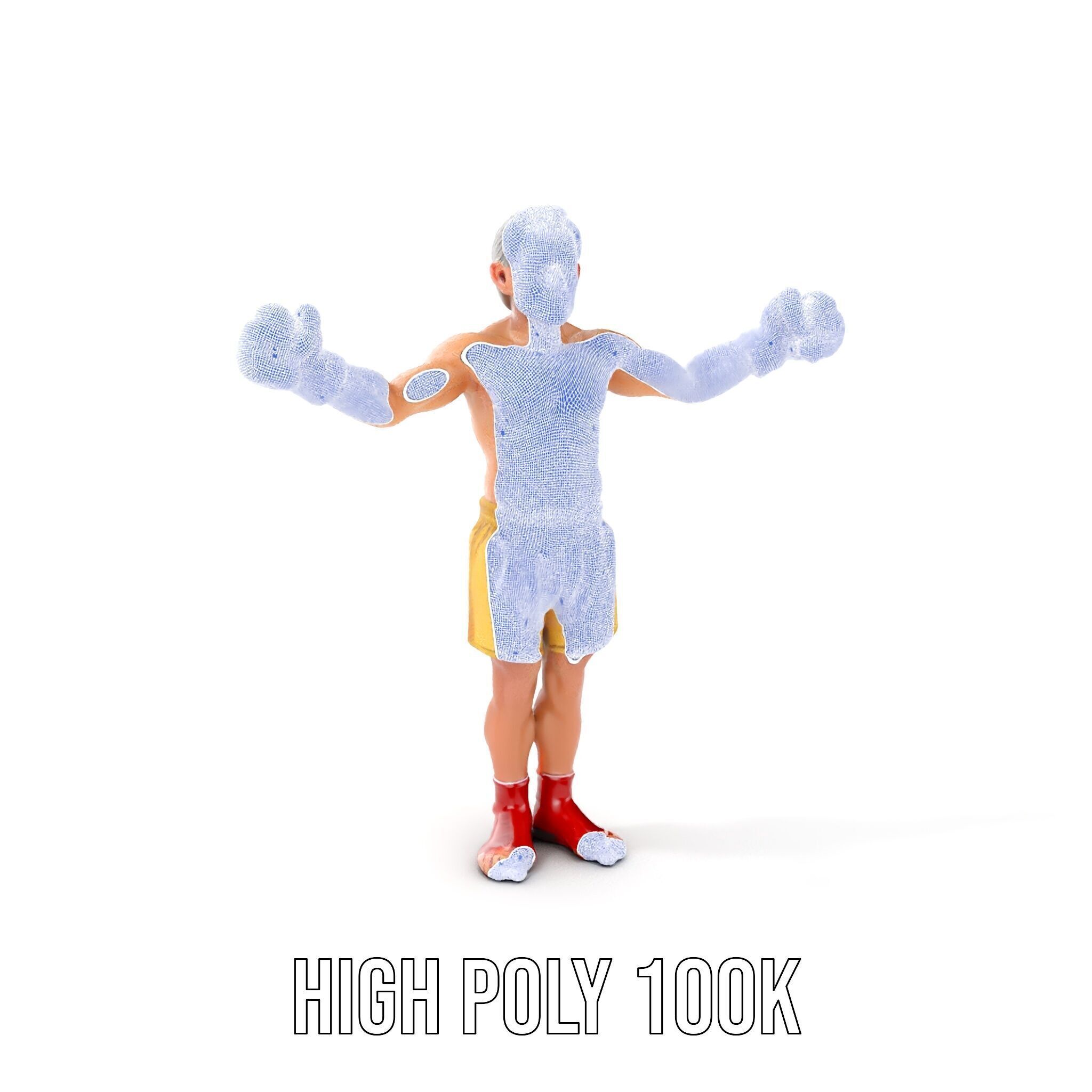 Elderly Boxer Character Model  Rigged and Animated Low-poly 3D model_5