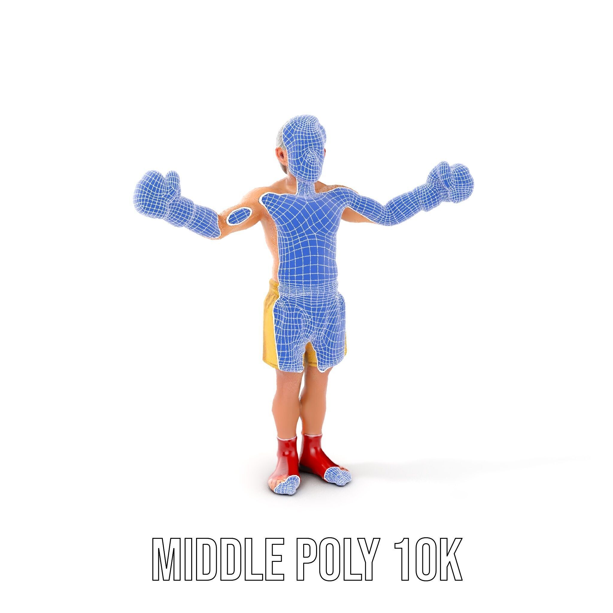 Elderly Boxer Character Model  Rigged and Animated Low-poly 3D model_29