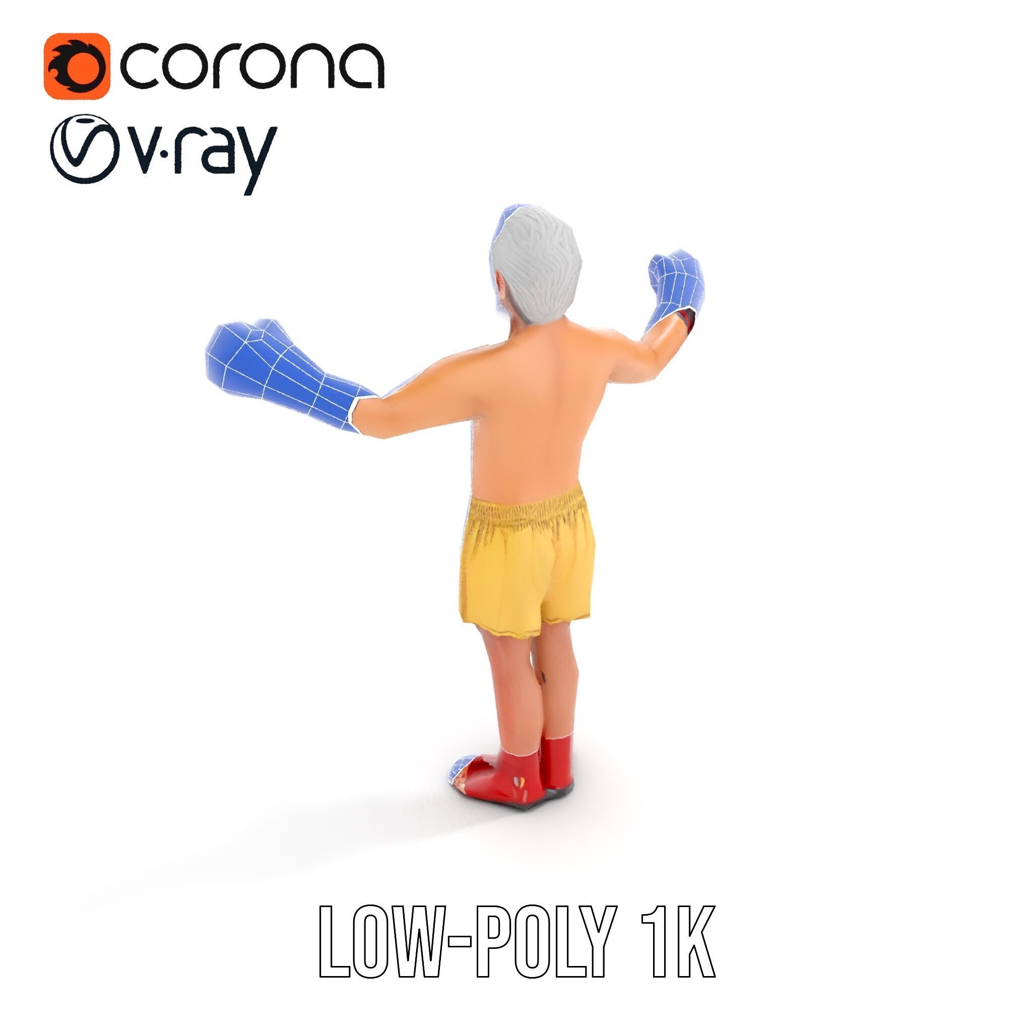 Elderly Boxer Character Model  Rigged and Animated Low-poly 3D model_19