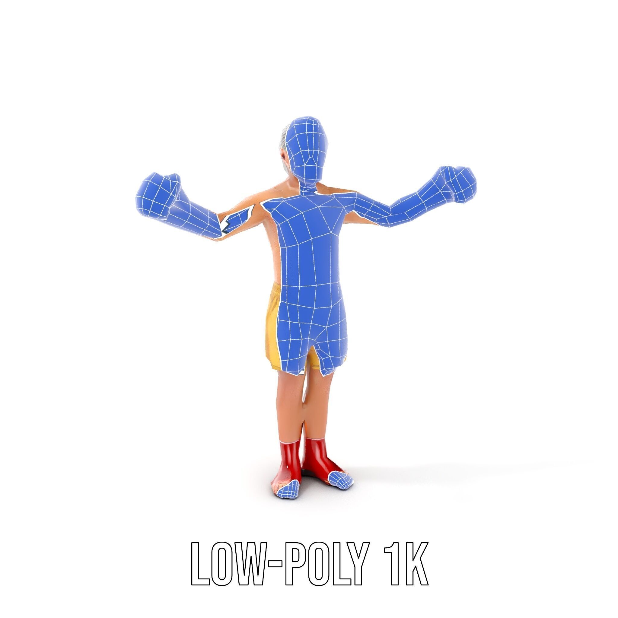 Elderly Boxer Character Model  Rigged and Animated Low-poly 3D model_33