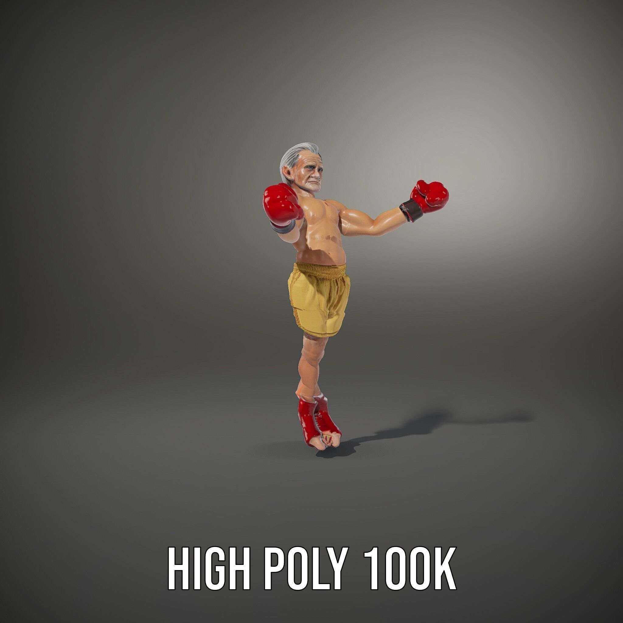 Elderly Boxer Character Model  Rigged and Animated Low-poly 3D model_9
