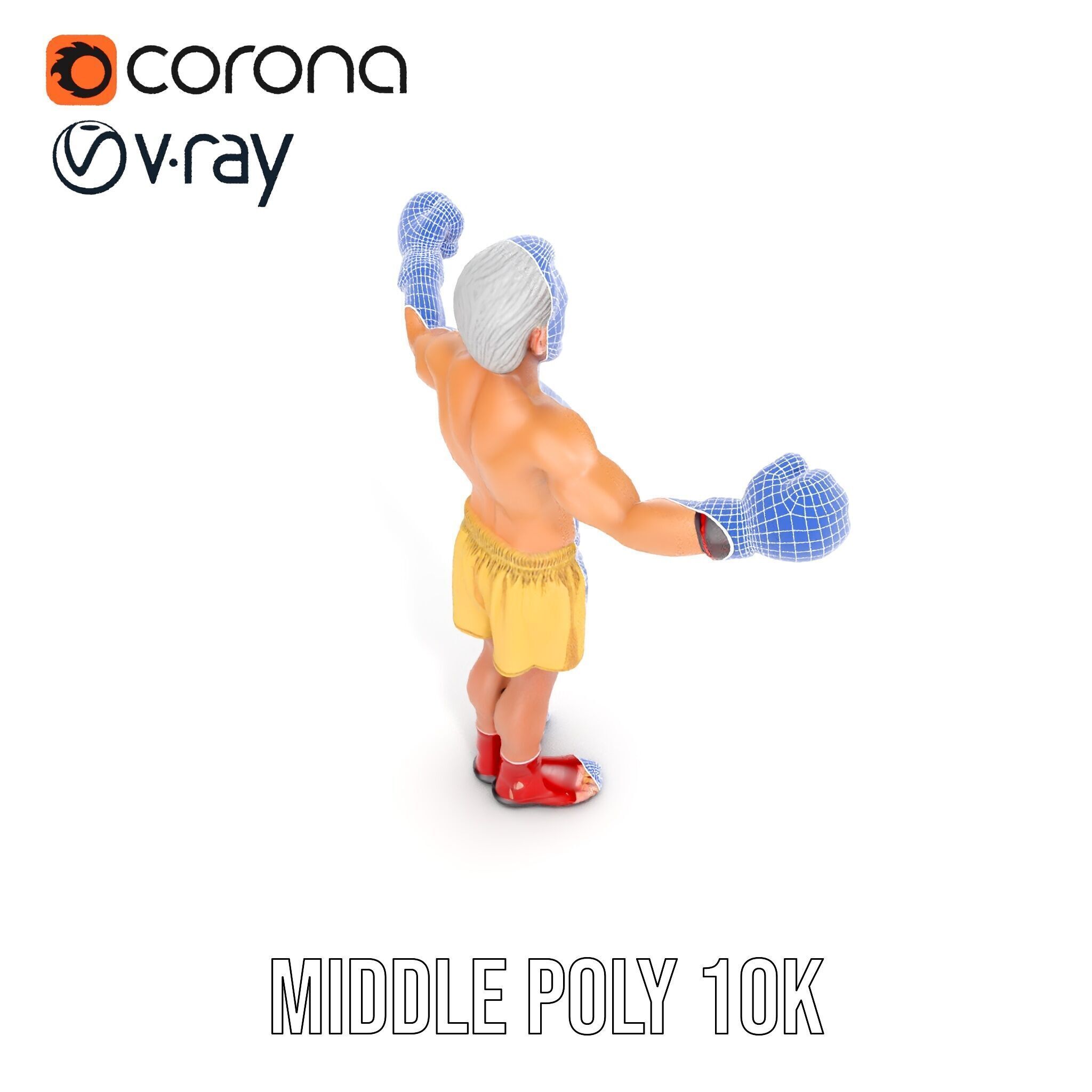 Elderly Boxer Character Model  Rigged and Animated Low-poly 3D model_34