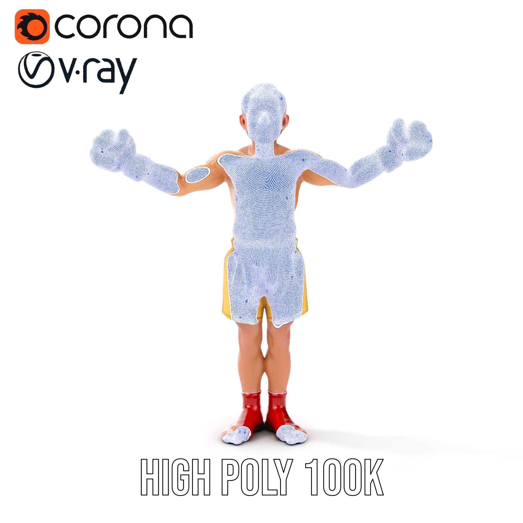 Elderly Boxer Character Model  Rigged and Animated Low-poly 3D model_41