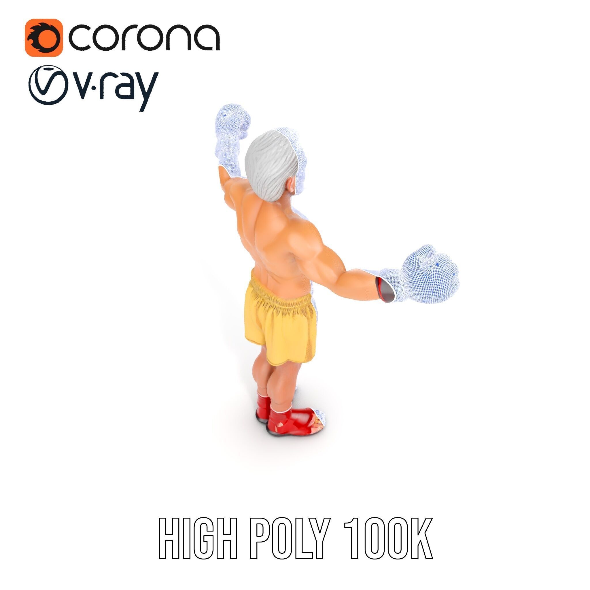 Elderly Boxer Character Model  Rigged and Animated Low-poly 3D model_38