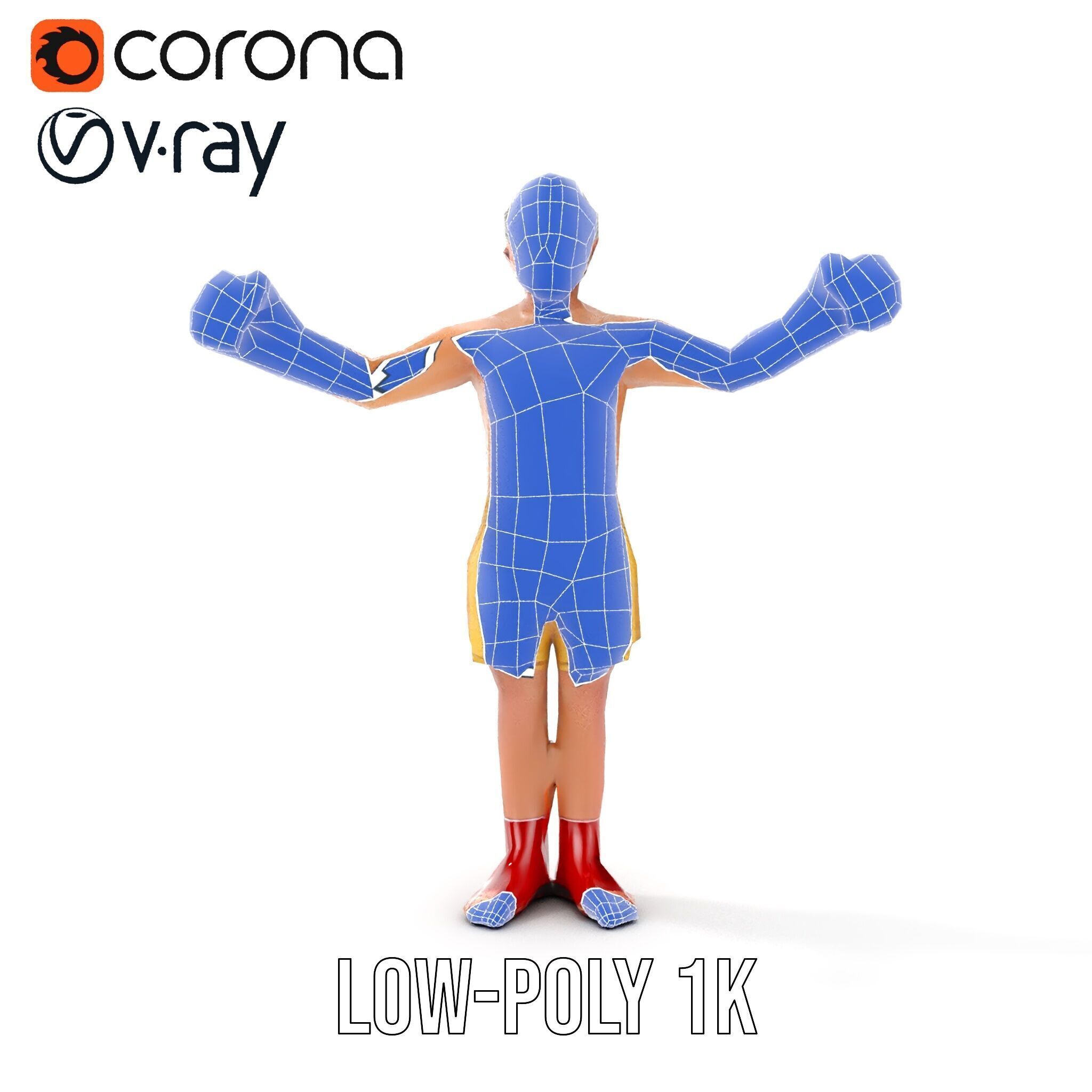 Elderly Boxer Character Model  Rigged and Animated Low-poly 3D model_27