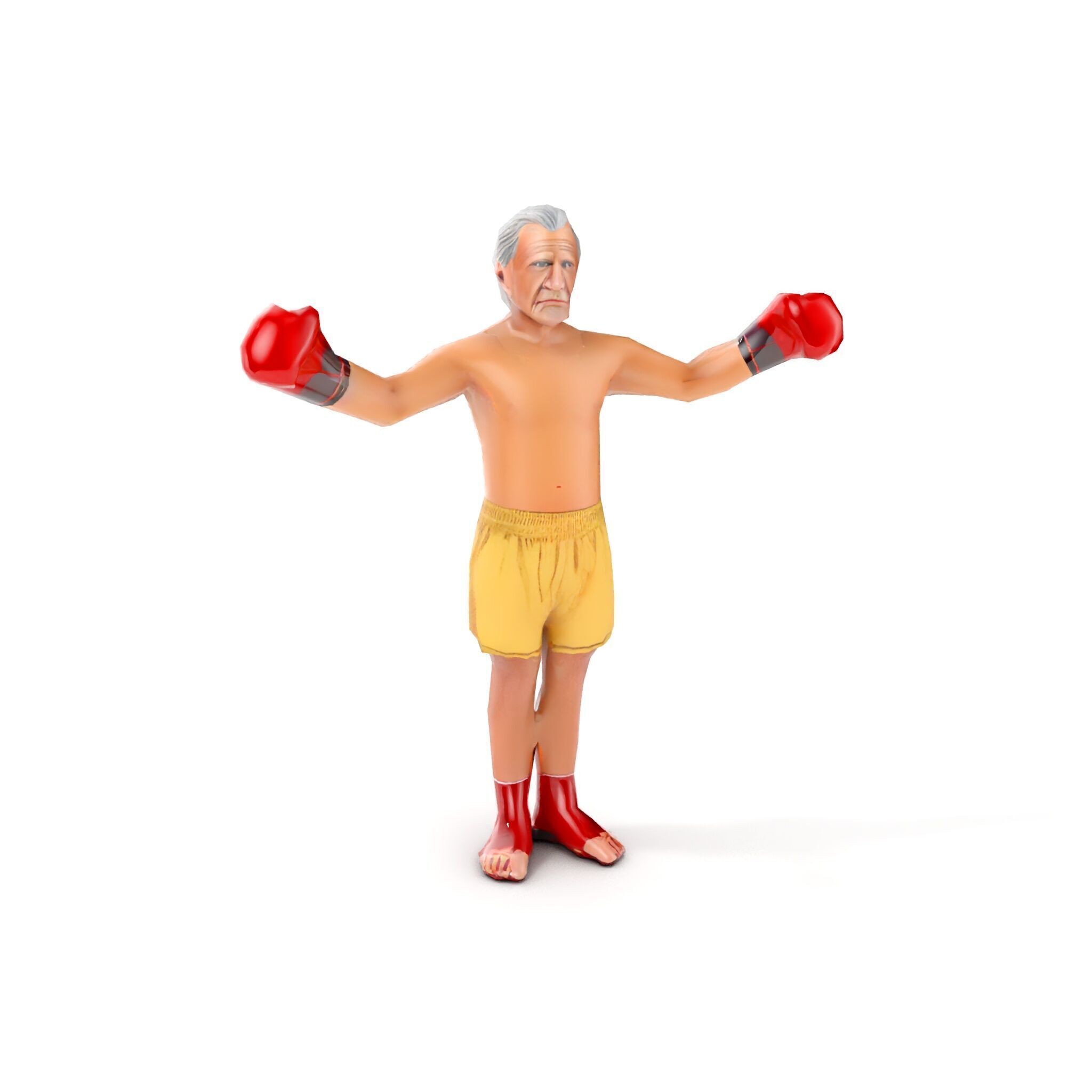 Elderly Boxer Character Model  Rigged and Animated Low-poly 3D model_14