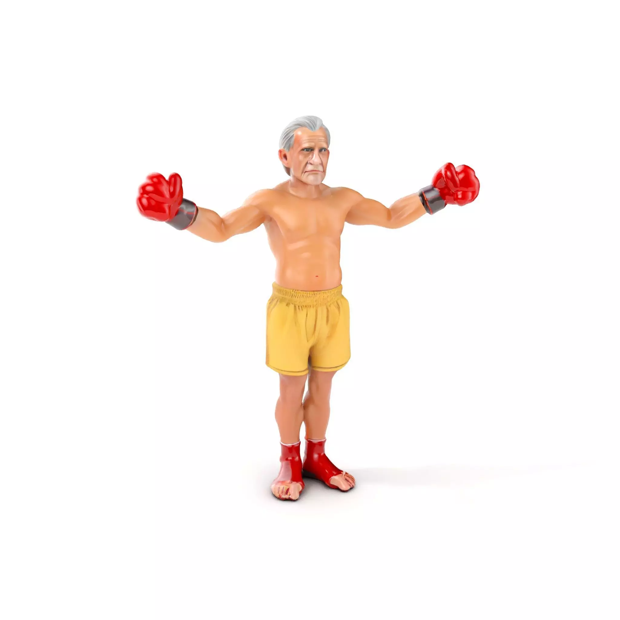 Elderly Boxer Character Model  Rigged and Animated Low-poly 3D model_0