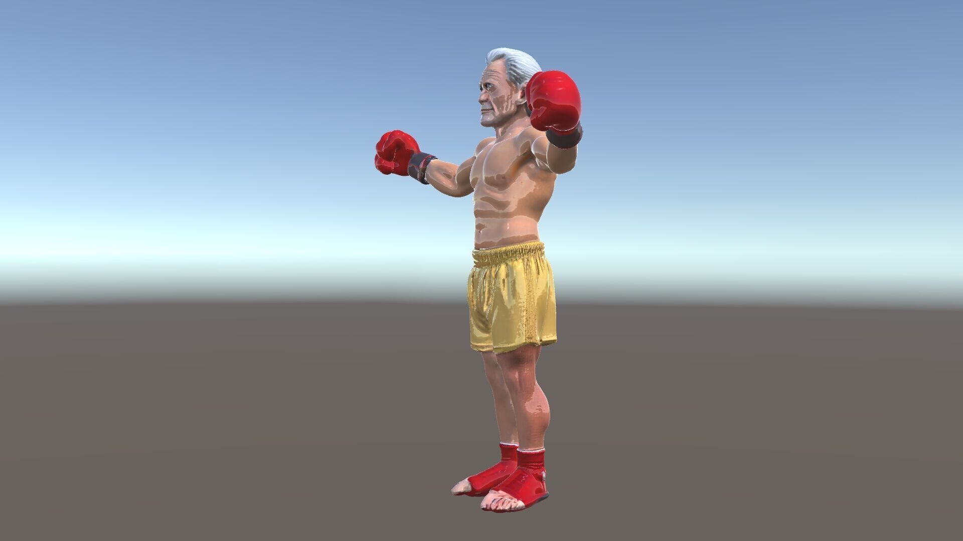 Elderly Boxer Character Model  Rigged and Animated Low-poly 3D model_6