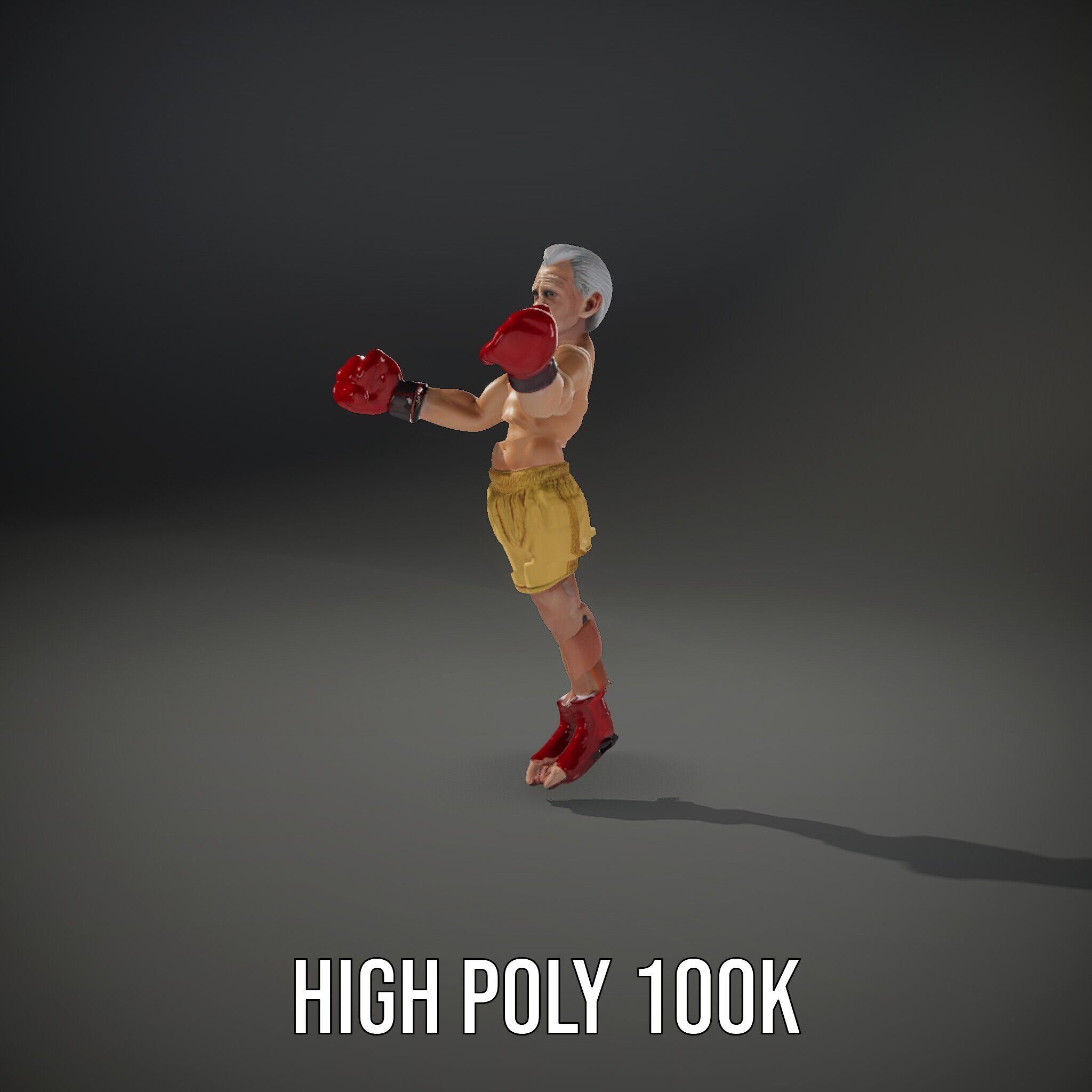 Elderly Boxer Character Model  Rigged and Animated Low-poly 3D model_15