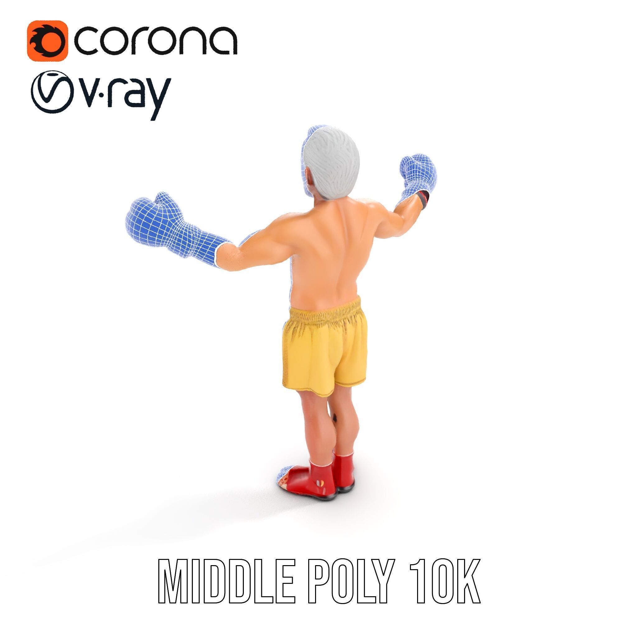 Elderly Boxer Character Model  Rigged and Animated Low-poly 3D model_20