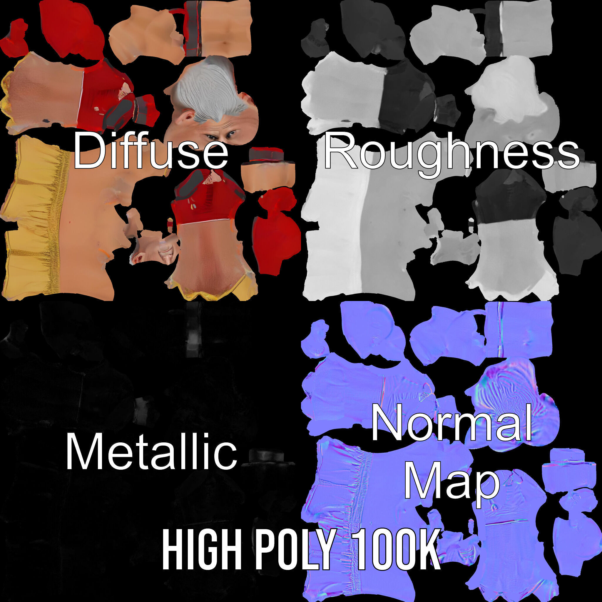 Elderly Boxer Character Model  Rigged and Animated Low-poly 3D model_4