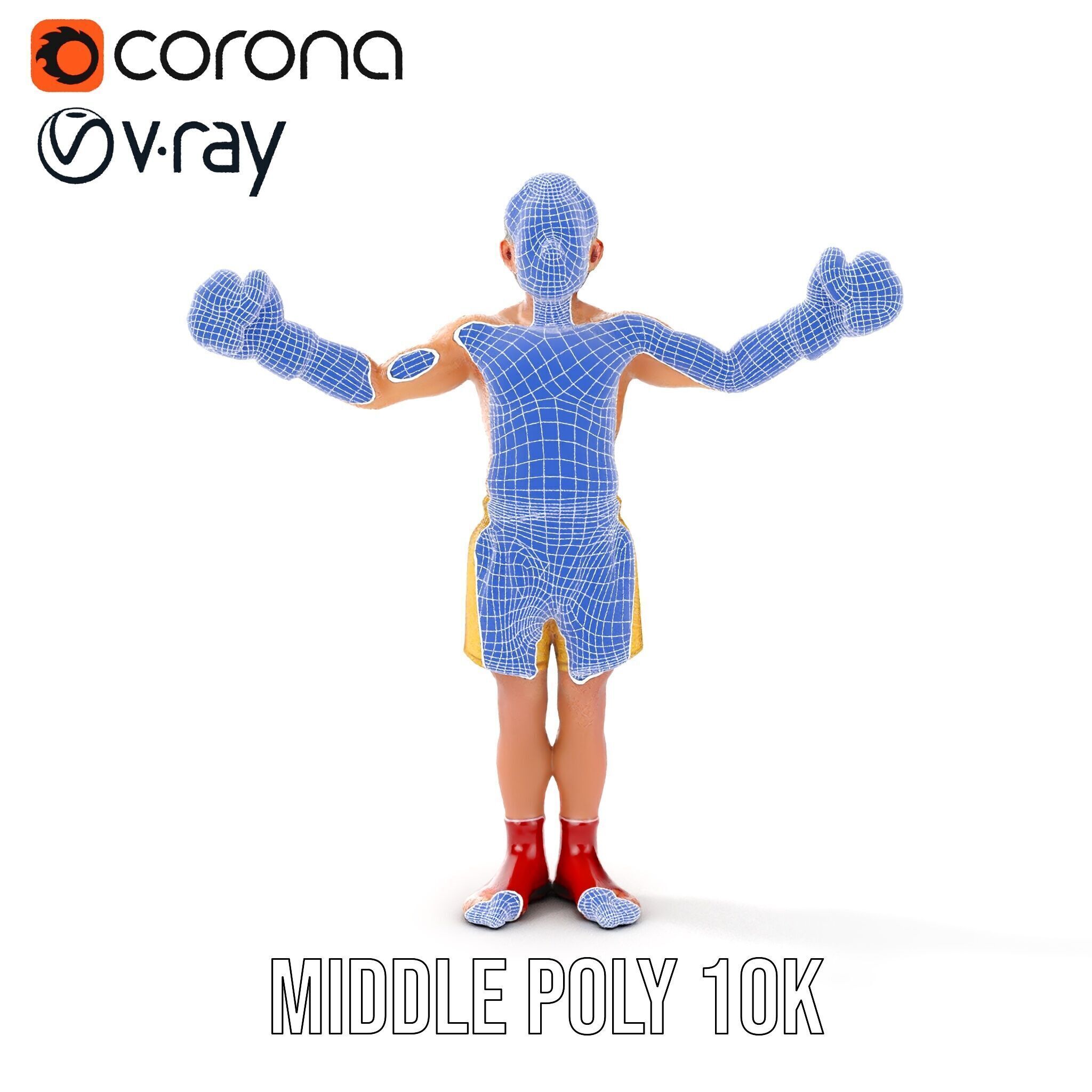 Elderly Boxer Character Model  Rigged and Animated Low-poly 3D model_32