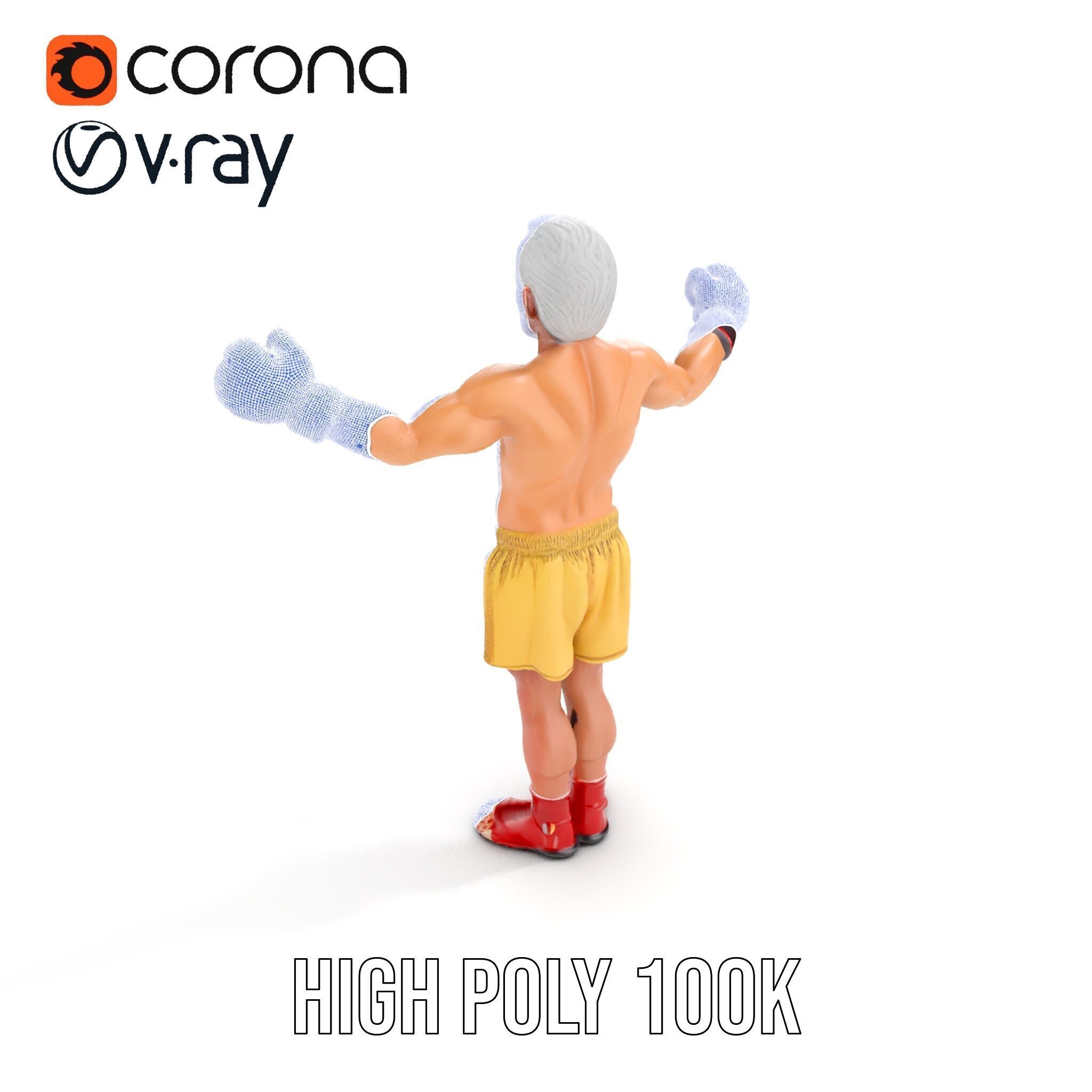 Elderly Boxer Character Model  Rigged and Animated Low-poly 3D model_40