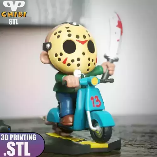 Jason Voorhees Chibi on Vespa STL for 3D Printing ChibiSTL 3DXM