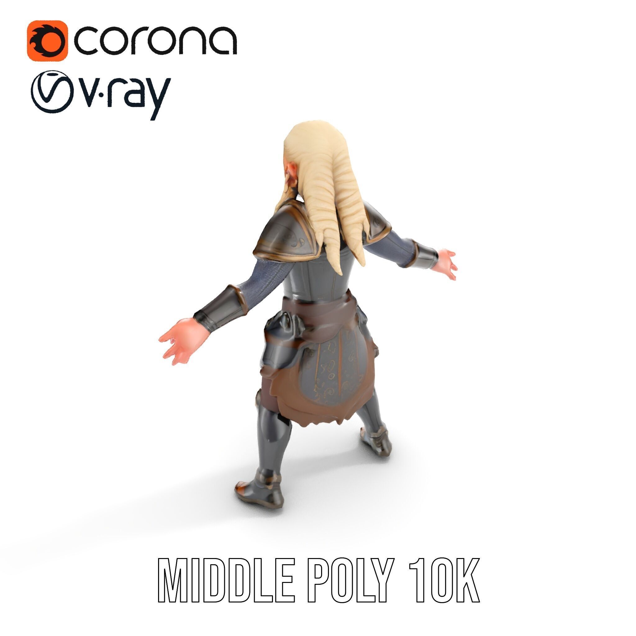 Elven Warrior Rigged and Animated Character Model Low-poly 3D model_22