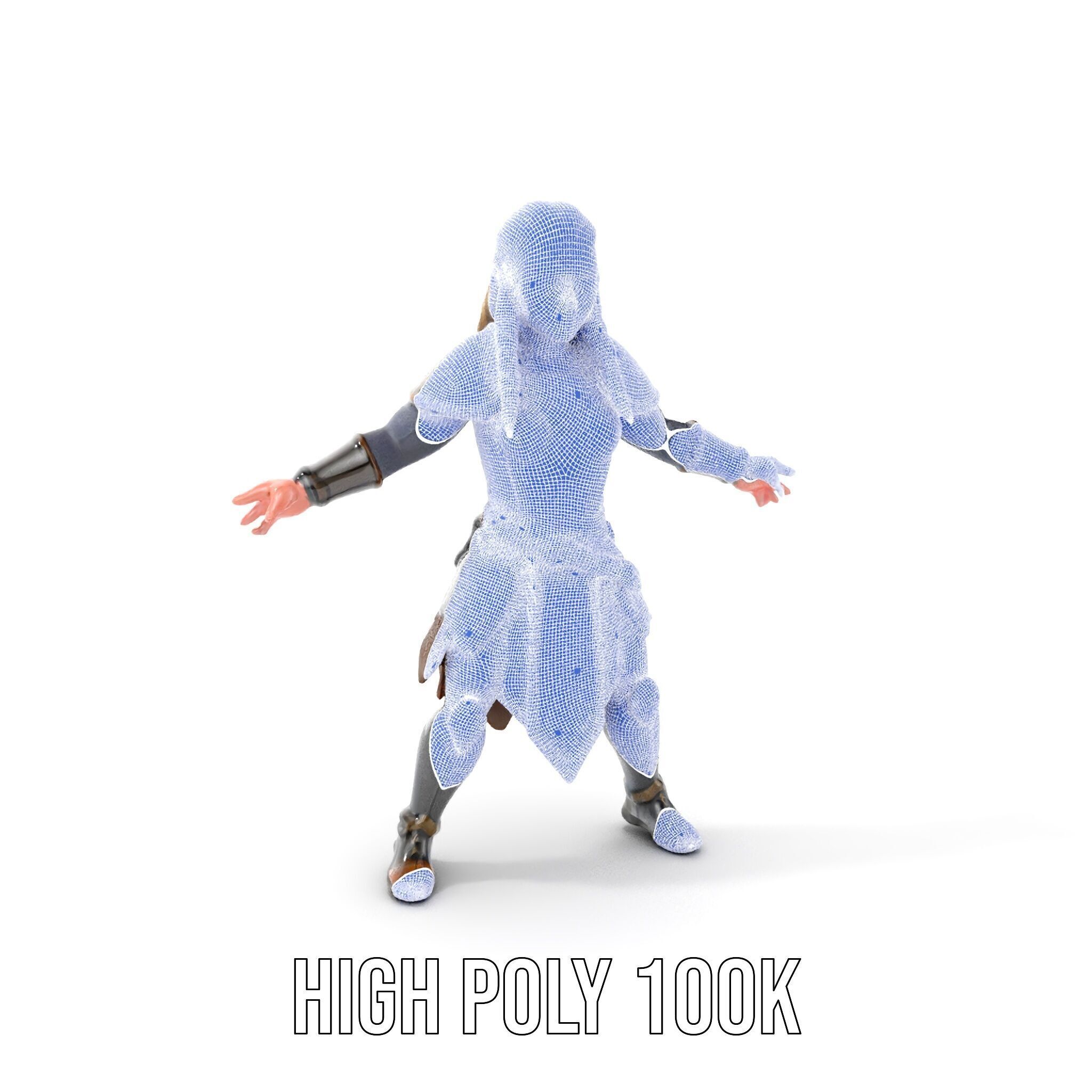 Elven Warrior Rigged and Animated Character Model Low-poly 3D model_4