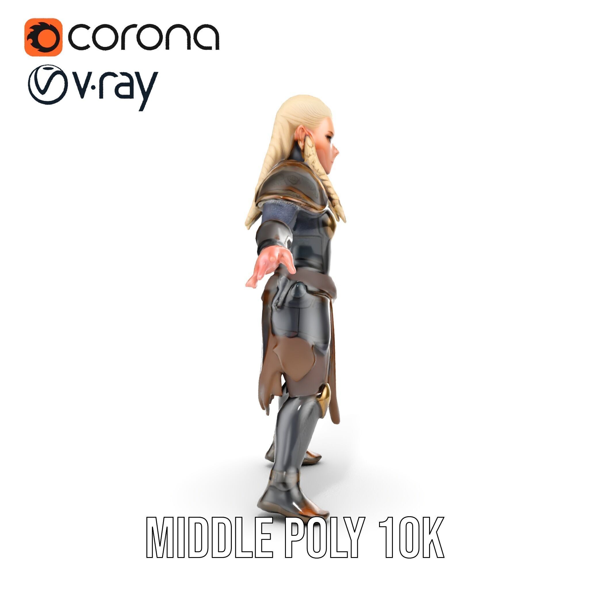 Elven Warrior Rigged and Animated Character Model Low-poly 3D model_17
