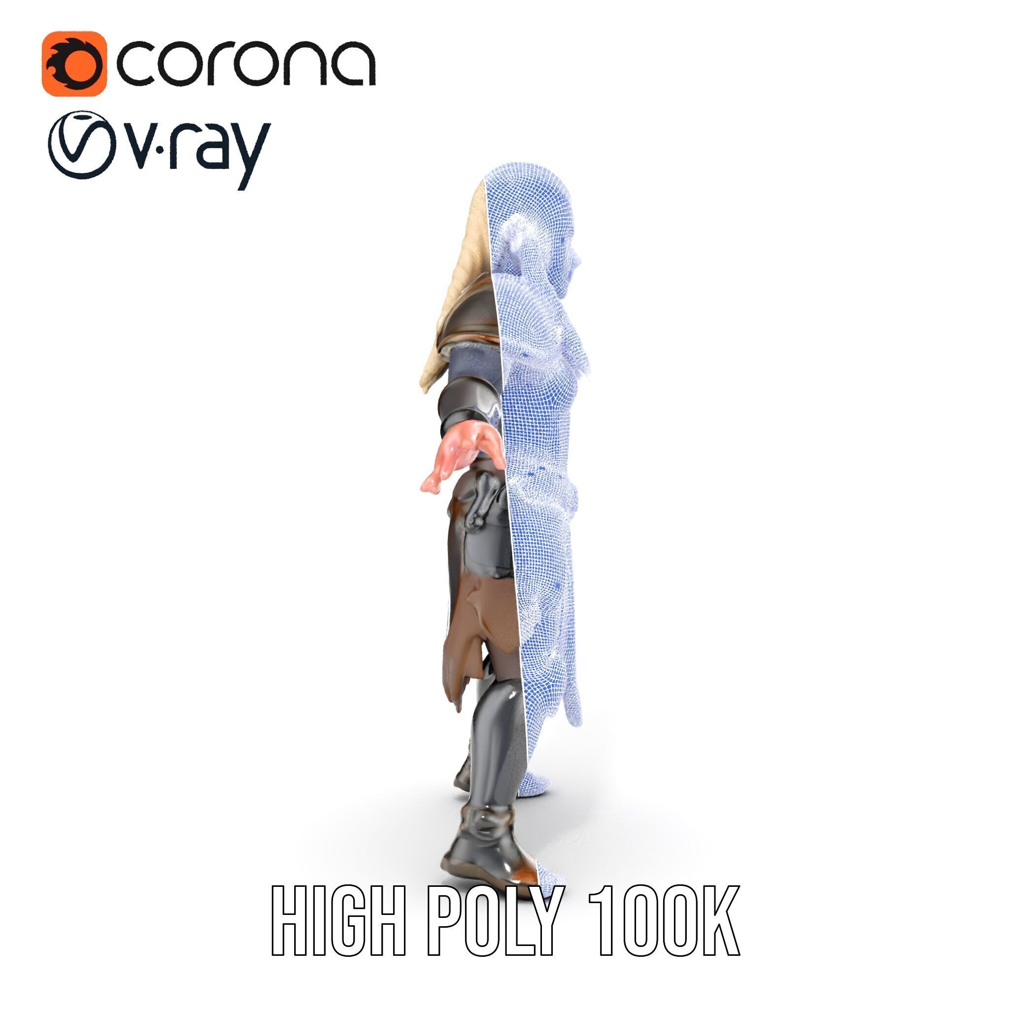 Elven Warrior Rigged and Animated Character Model Low-poly 3D model_39