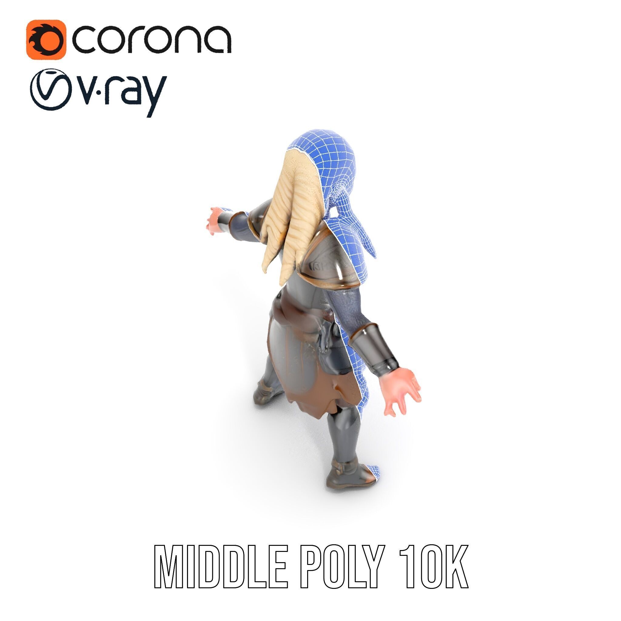 Elven Warrior Rigged and Animated Character Model Low-poly 3D model_25