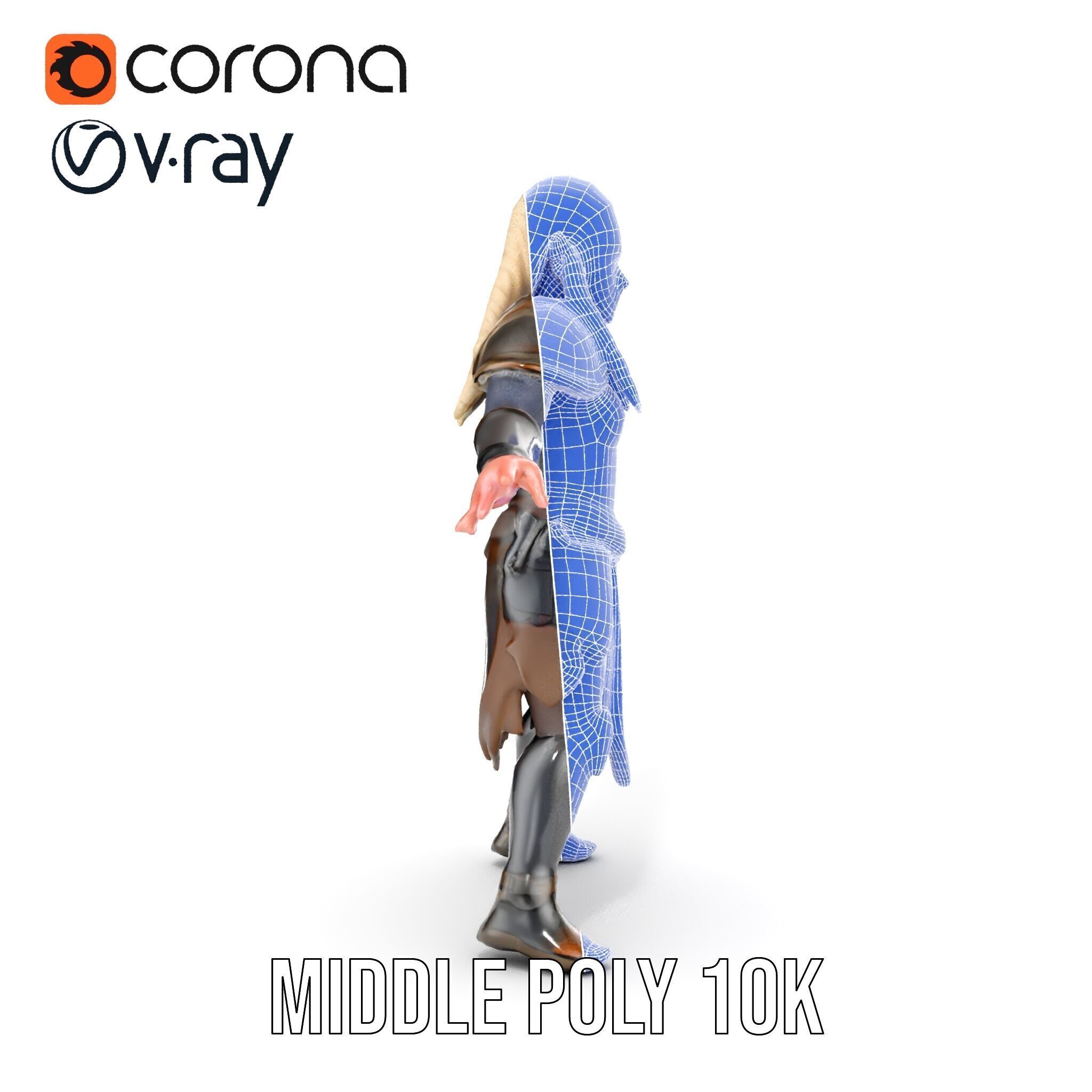 Elven Warrior Rigged and Animated Character Model Low-poly 3D model_34