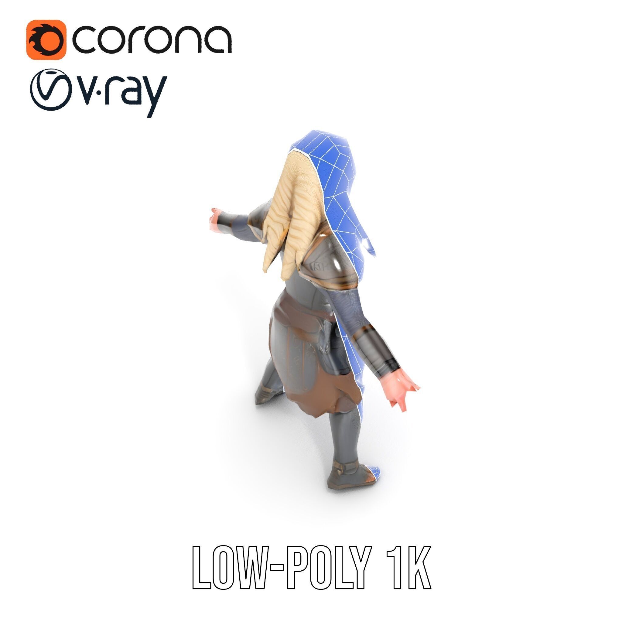 Elven Warrior Rigged and Animated Character Model Low-poly 3D model_26