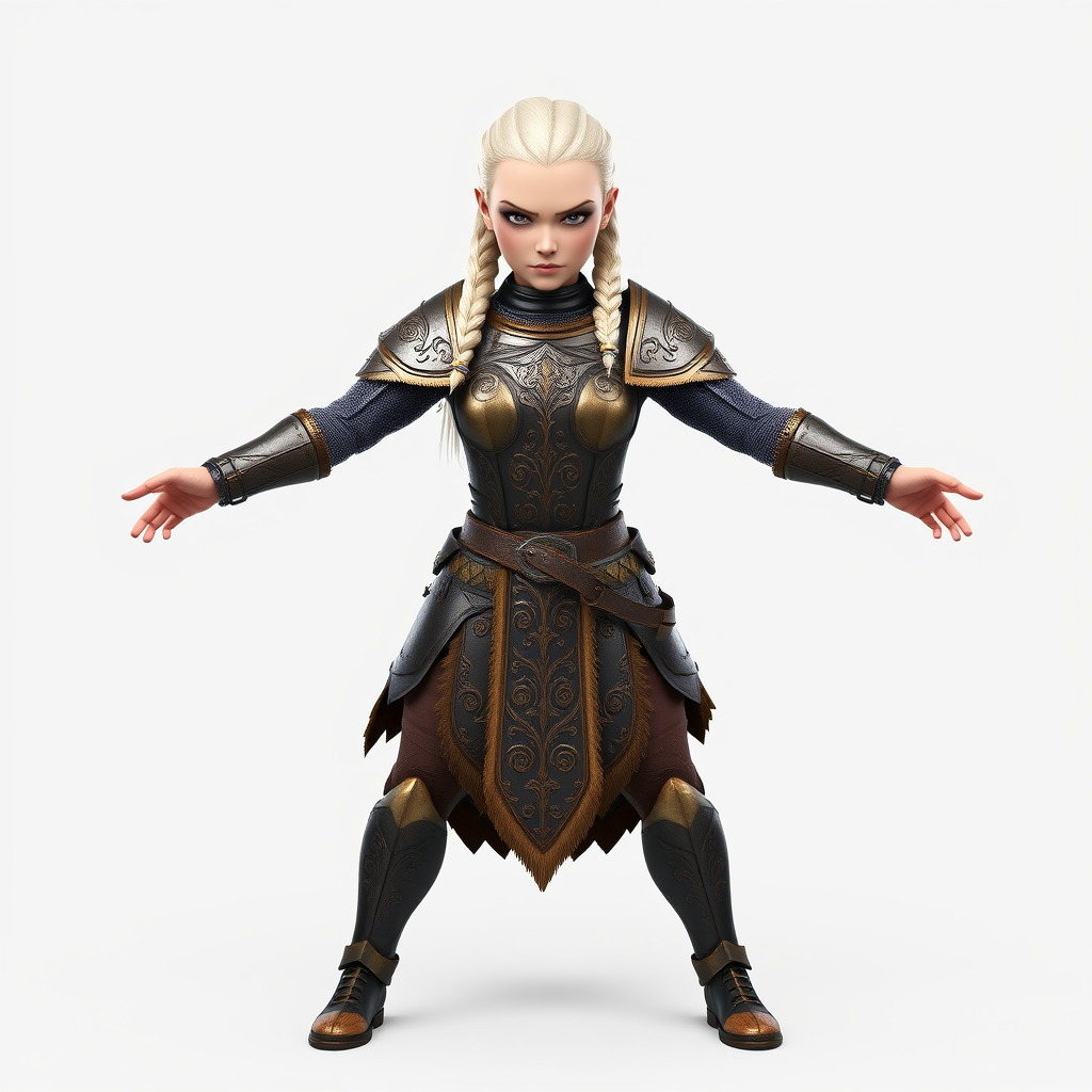 Elven Warrior Rigged and Animated Character Model Low-poly 3D model_2