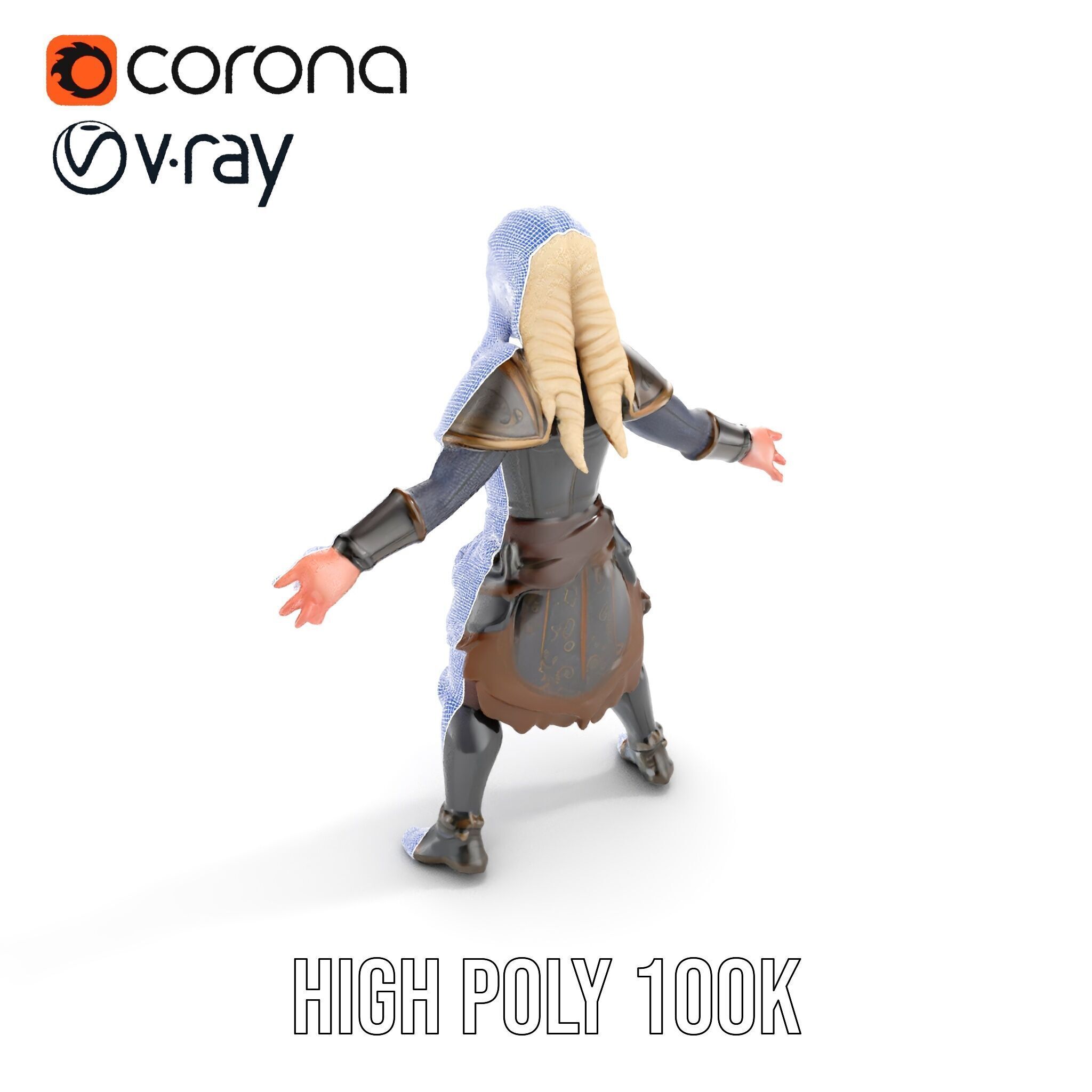 Elven Warrior Rigged and Animated Character Model Low-poly 3D model_30
