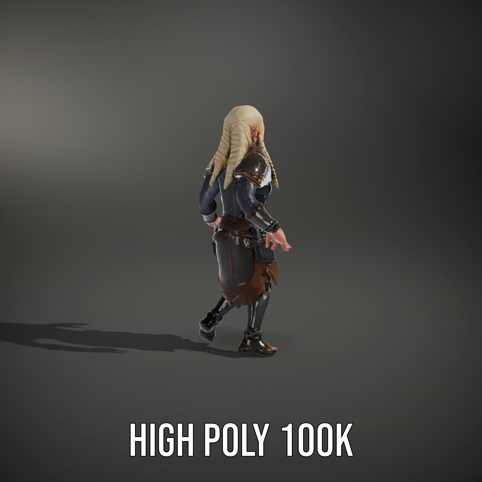 Elven Warrior Rigged and Animated Character Model Low-poly 3D model_14