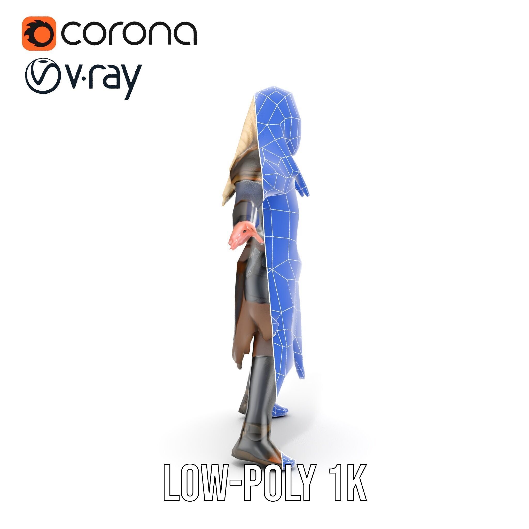 Elven Warrior Rigged and Animated Character Model Low-poly 3D model_32