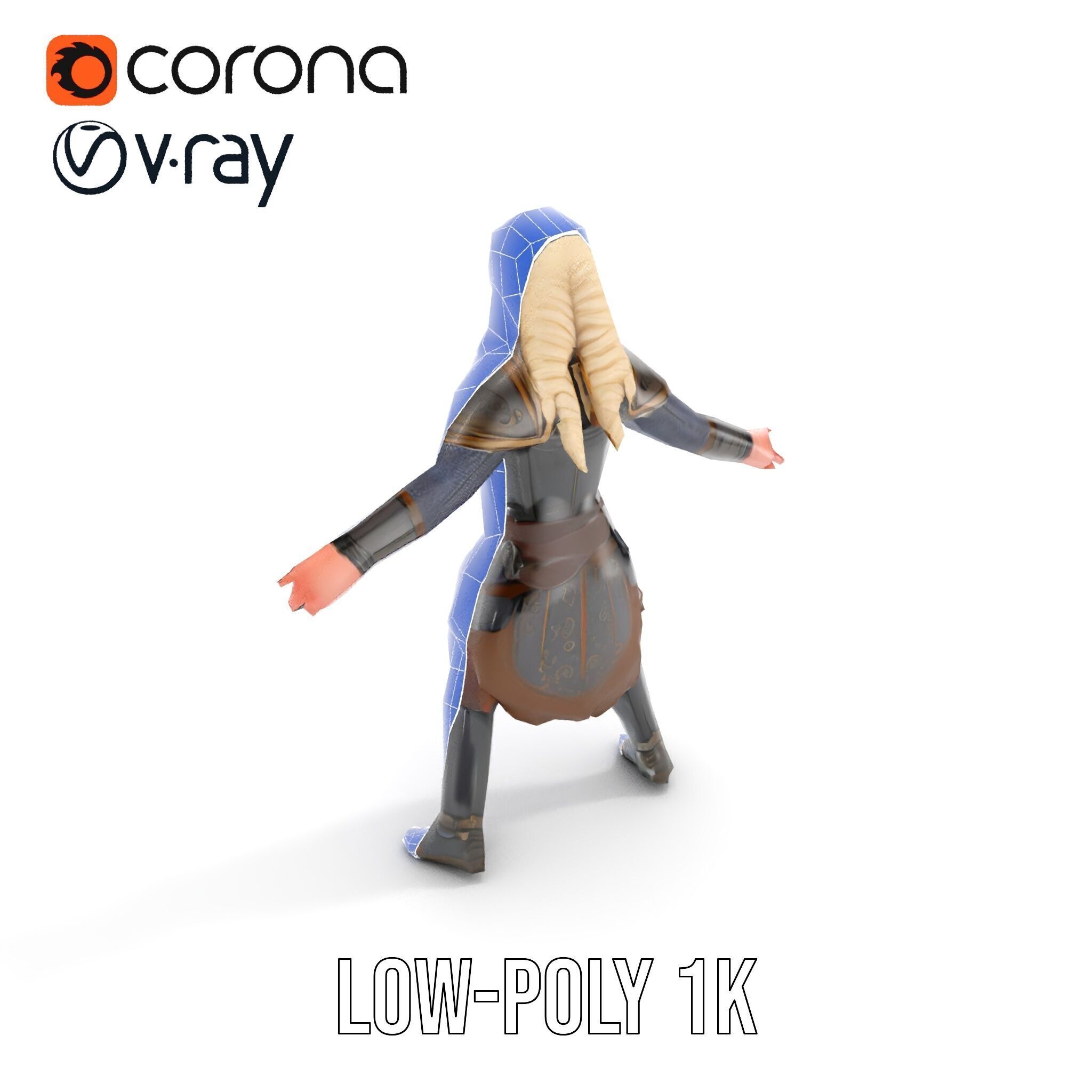 Elven Warrior Rigged and Animated Character Model Low-poly 3D model_23
