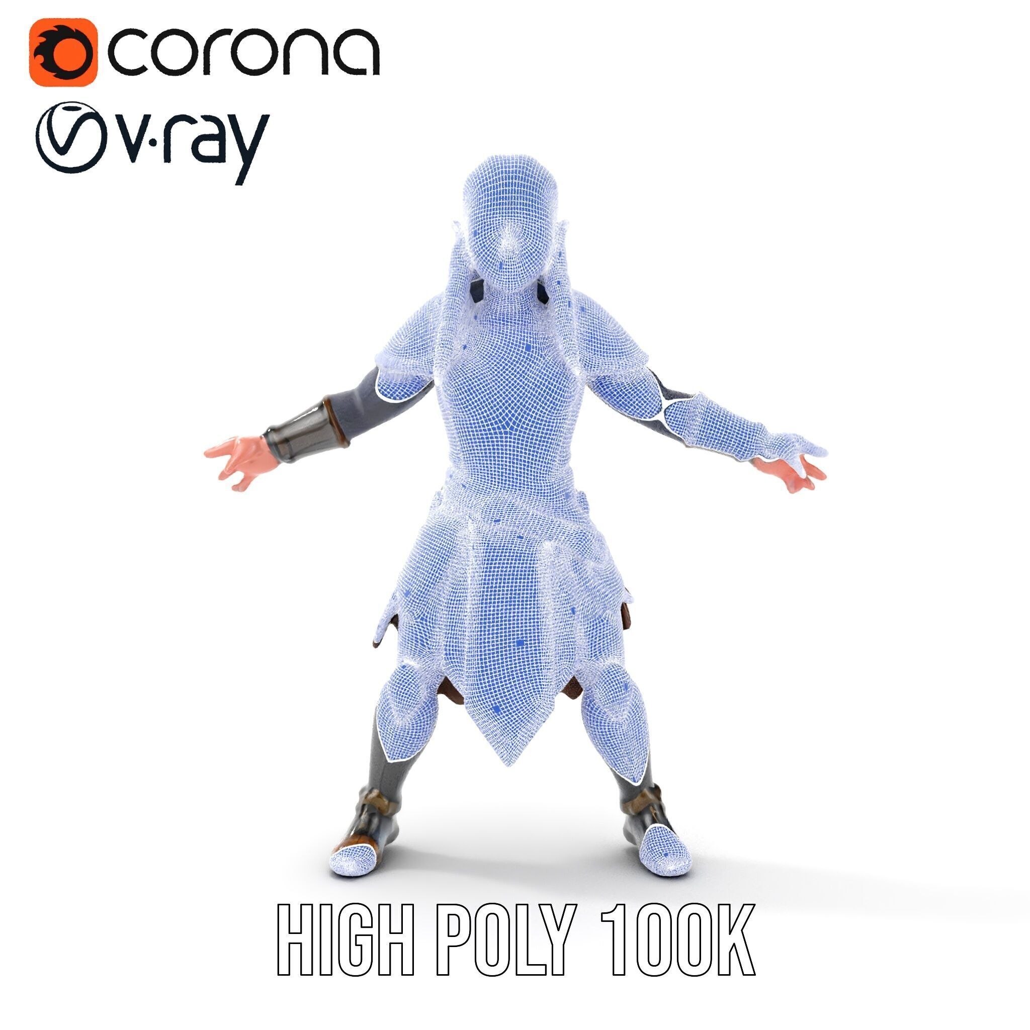 Elven Warrior Rigged and Animated Character Model Low-poly 3D model_40