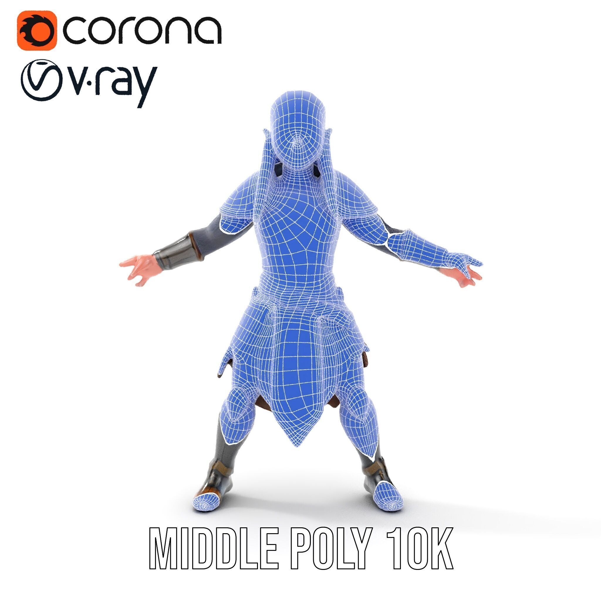 Elven Warrior Rigged and Animated Character Model Low-poly 3D model_36