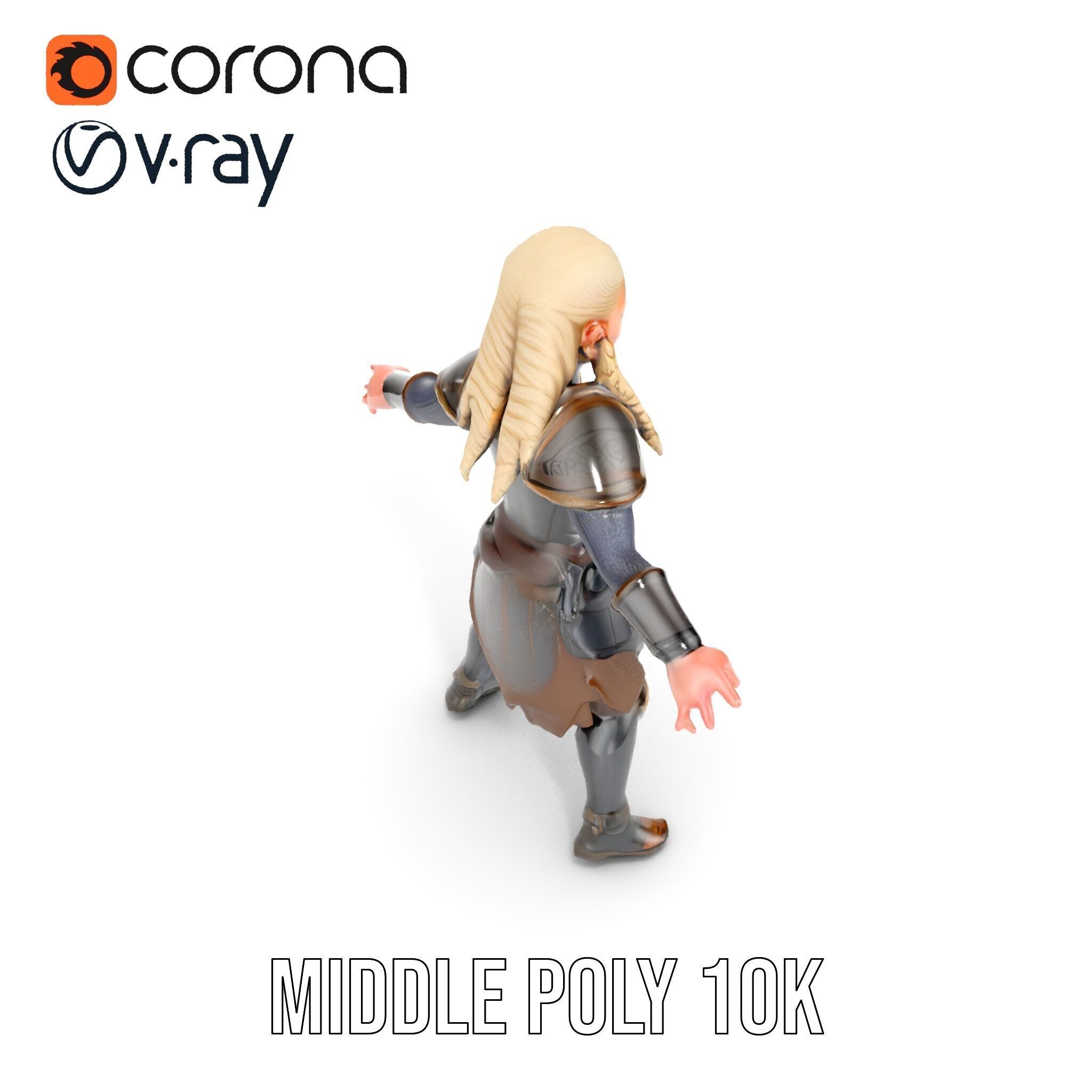 Elven Warrior Rigged and Animated Character Model Low-poly 3D model_15