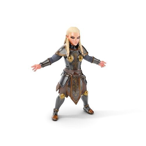 Elven Warrior Rigged and Animated Character Model Low-poly 3D model