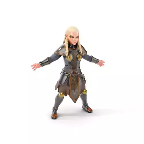 Elven Warrior Rigged and Animated Character Model Low-poly 3D model