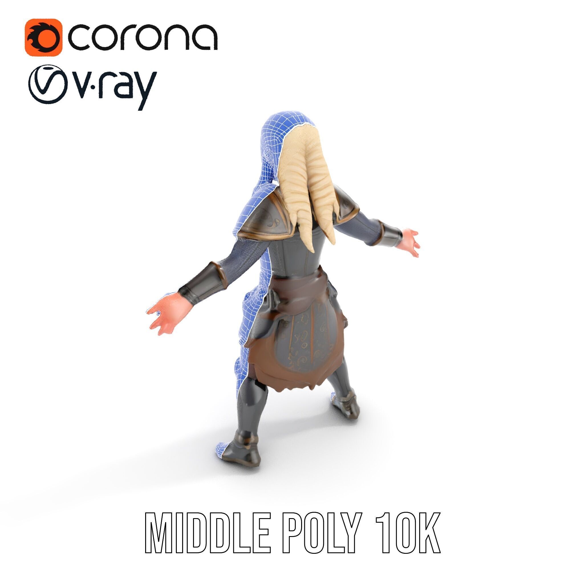 Elven Warrior Rigged and Animated Character Model Low-poly 3D model_19