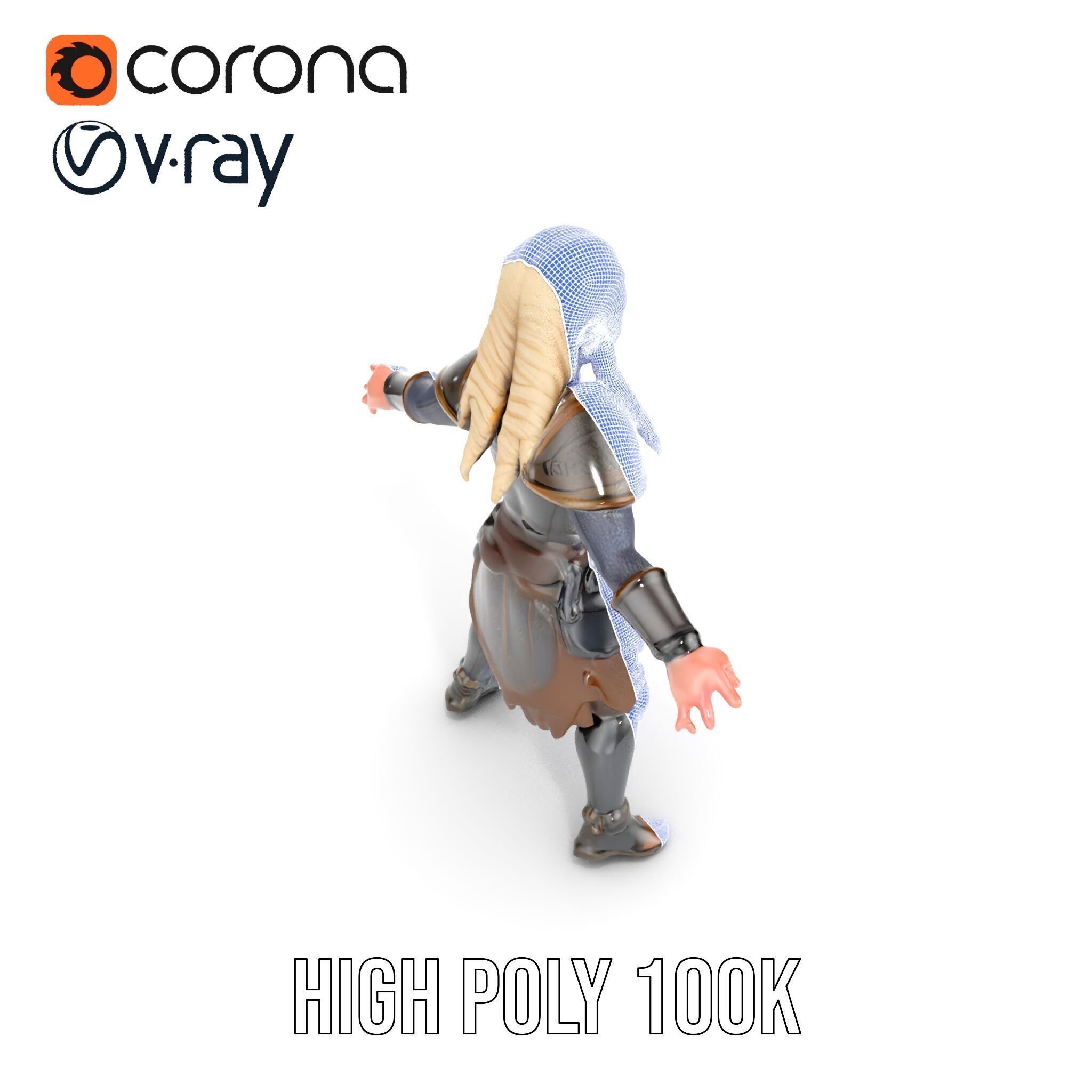 Elven Warrior Rigged and Animated Character Model Low-poly 3D model_33