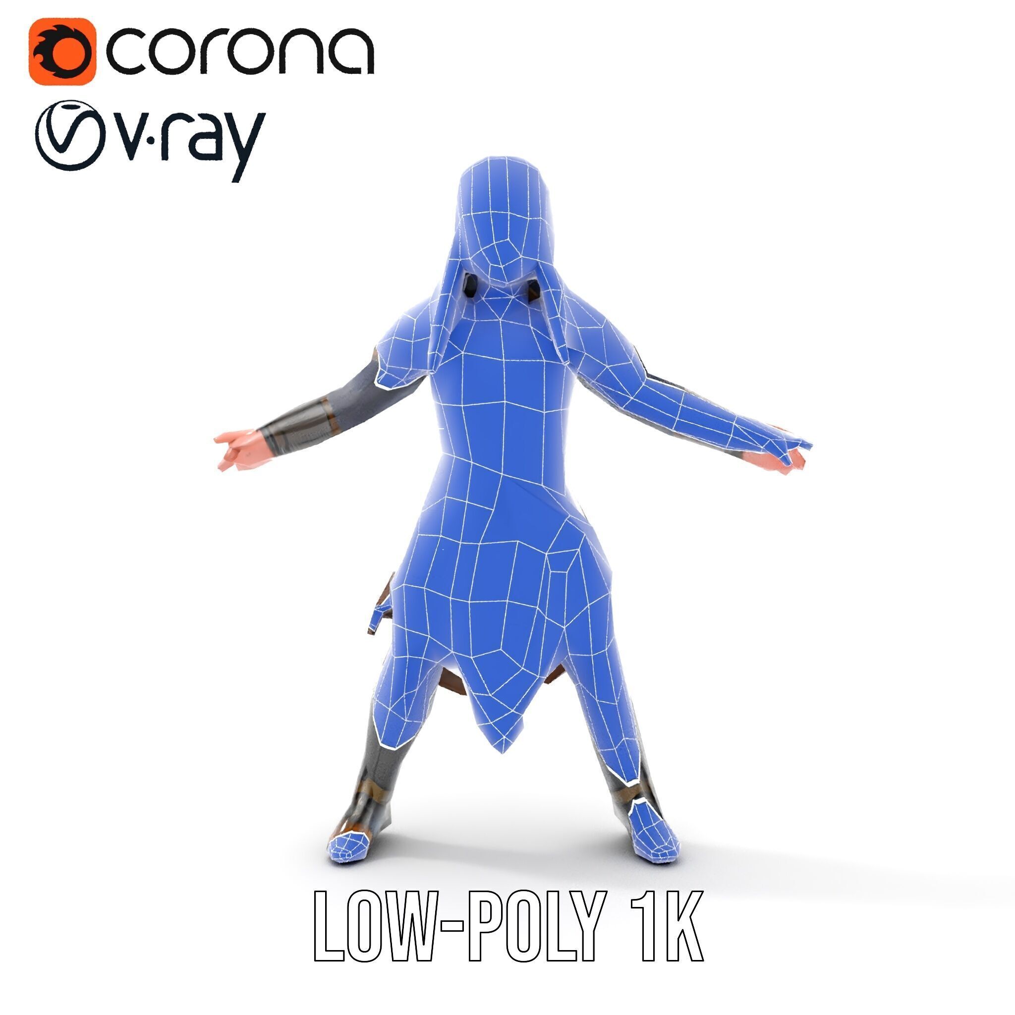 Elven Warrior Rigged and Animated Character Model Low-poly 3D model_16