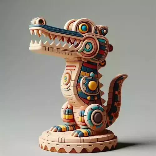 989  Color  Totem  Crocodile   Full Body  3D Model