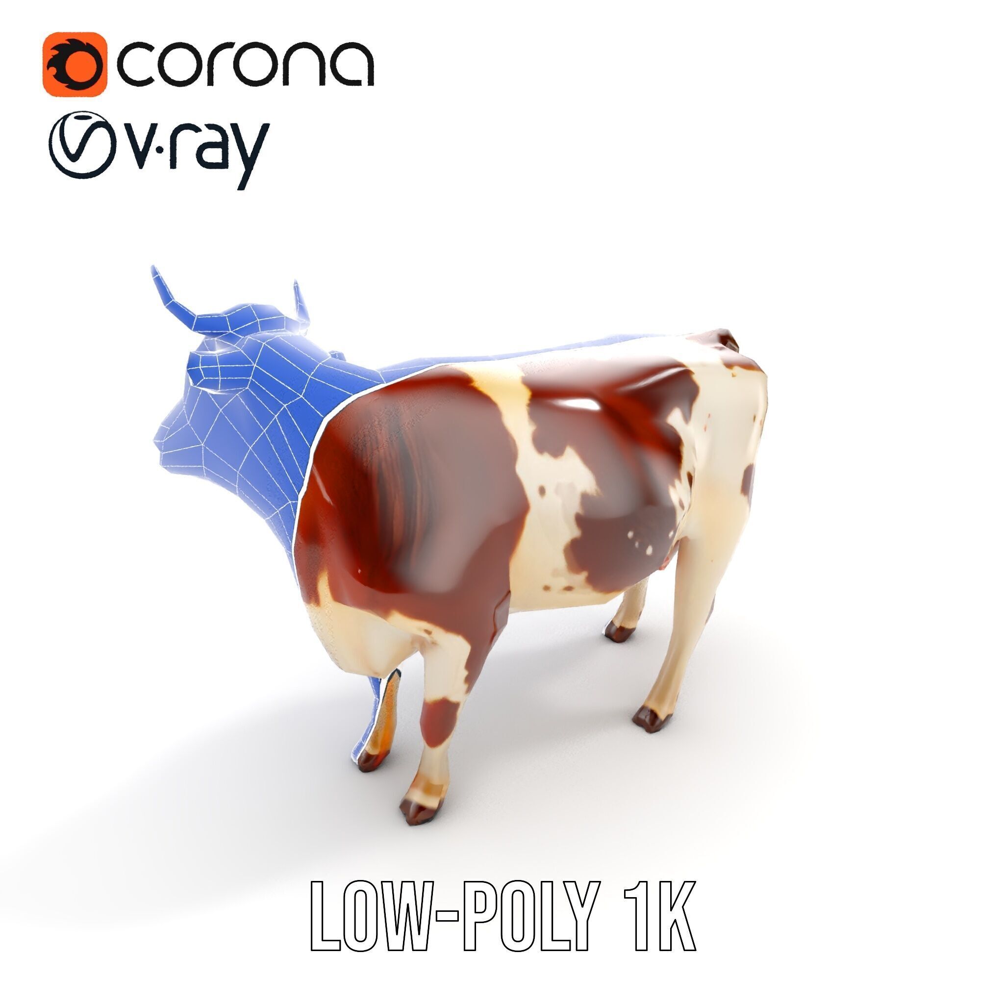 Realistic Farm Cow D Model Pack Low-poly 3D model_33