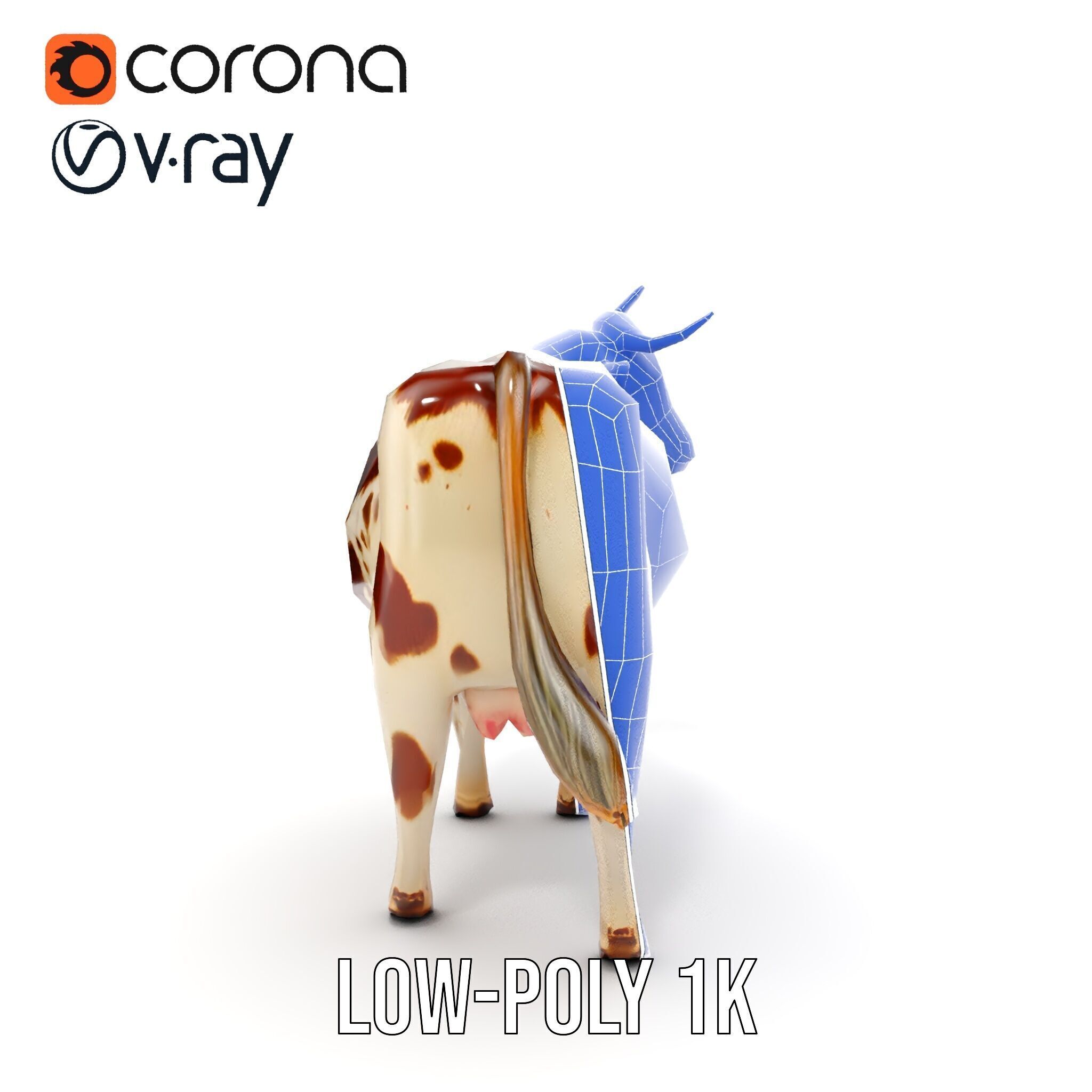 Realistic Farm Cow D Model Pack Low-poly 3D model_28