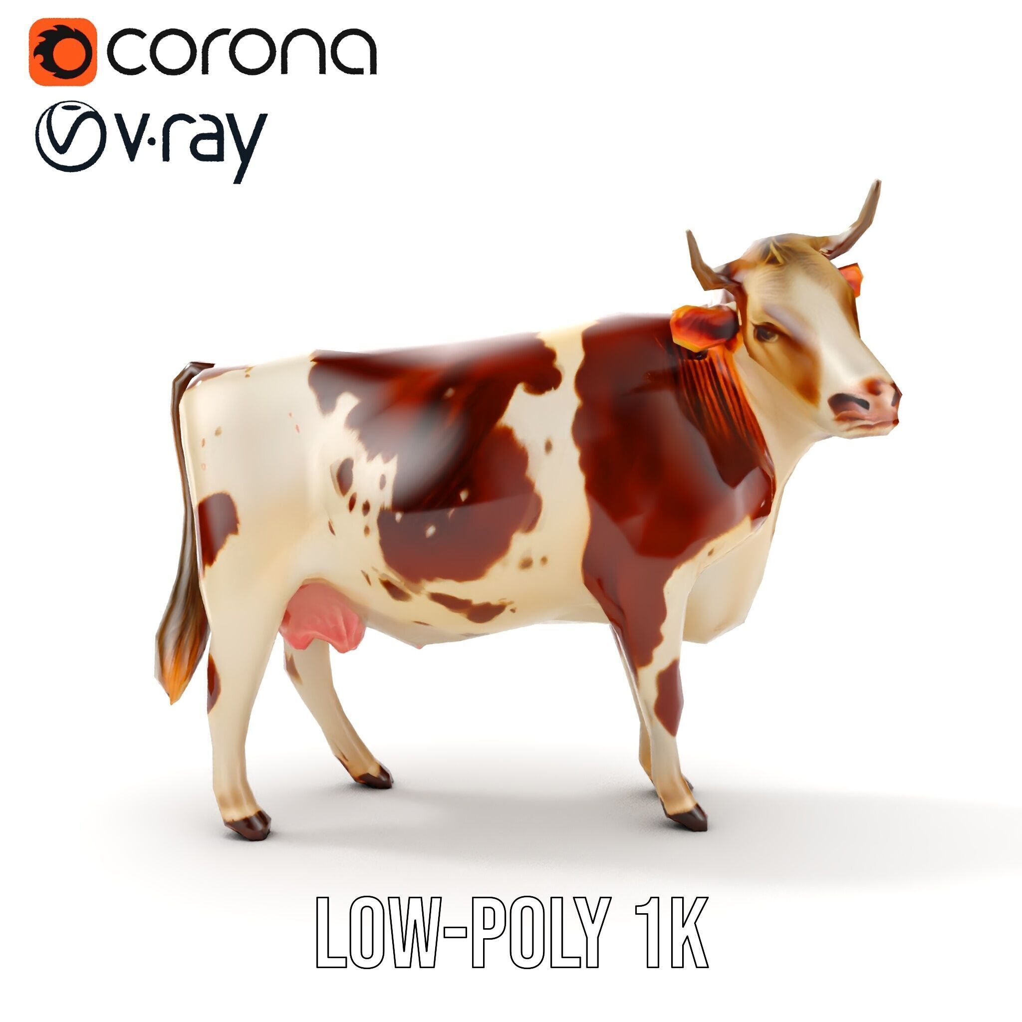 Realistic Farm Cow D Model Pack Low-poly 3D model_11