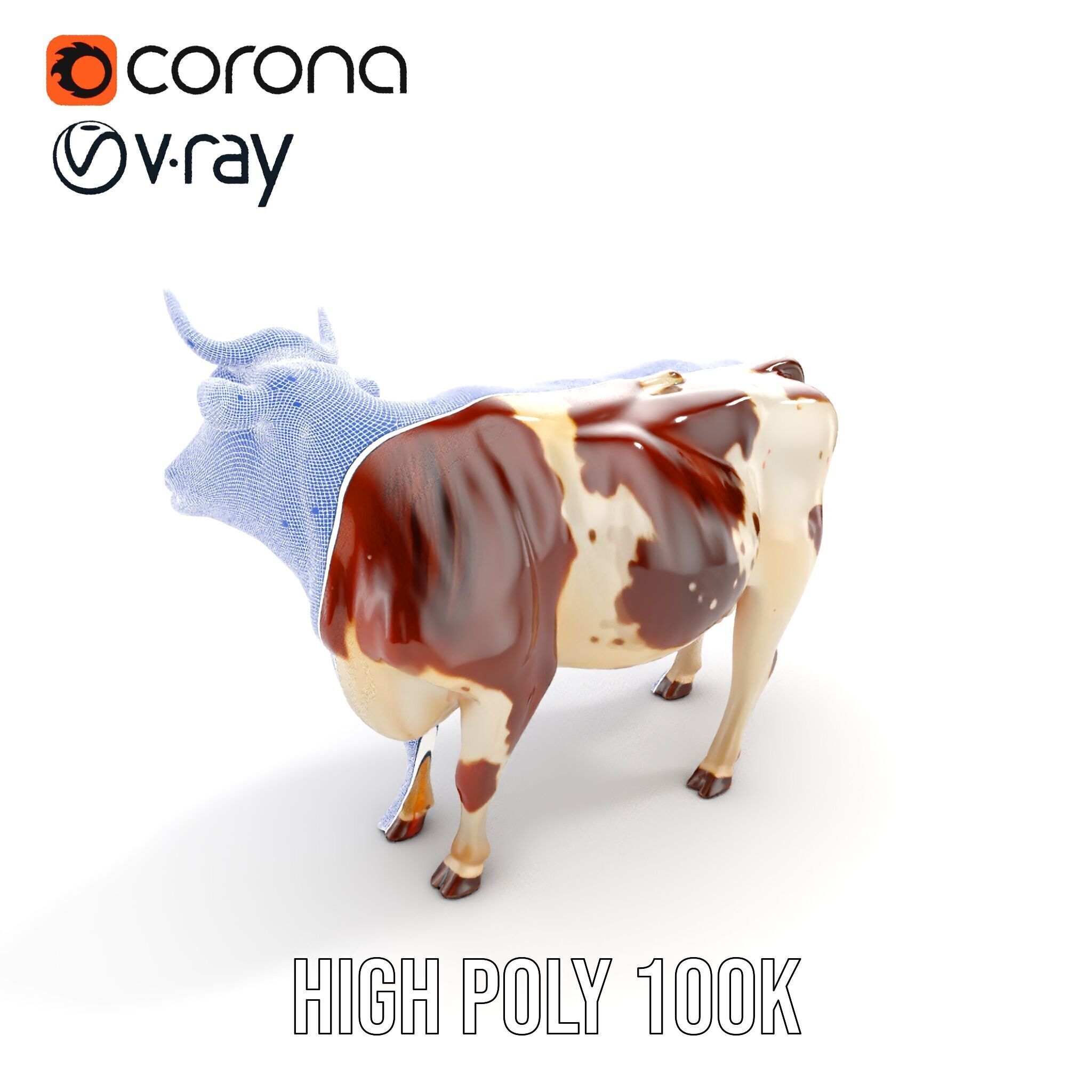 Realistic Farm Cow D Model Pack Low-poly 3D model_36