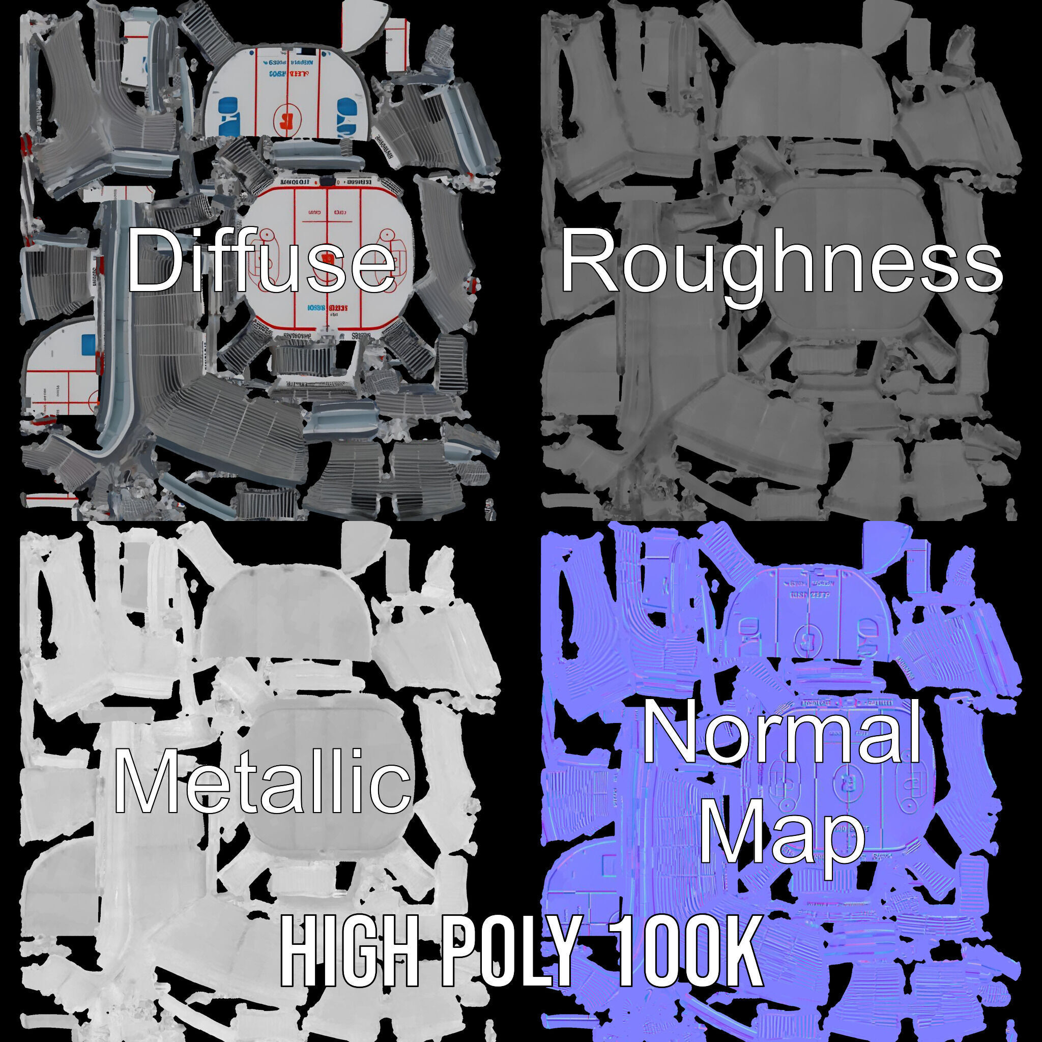 Hockey Stadium Arena Model Pack Low-poly 3D model_4