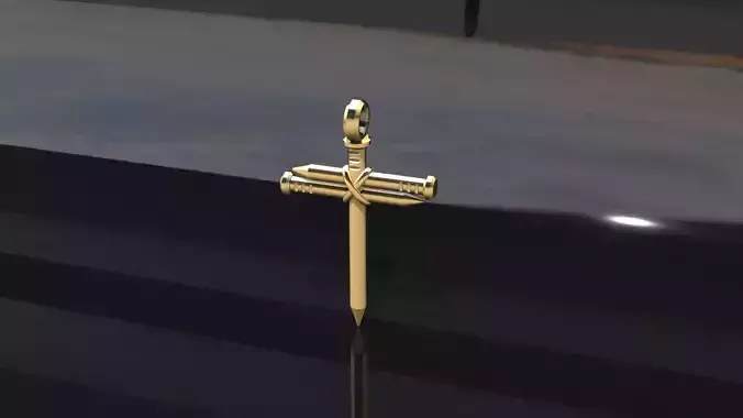 Nail Cross Pendant  3D Model for Jewelry Production and Printing