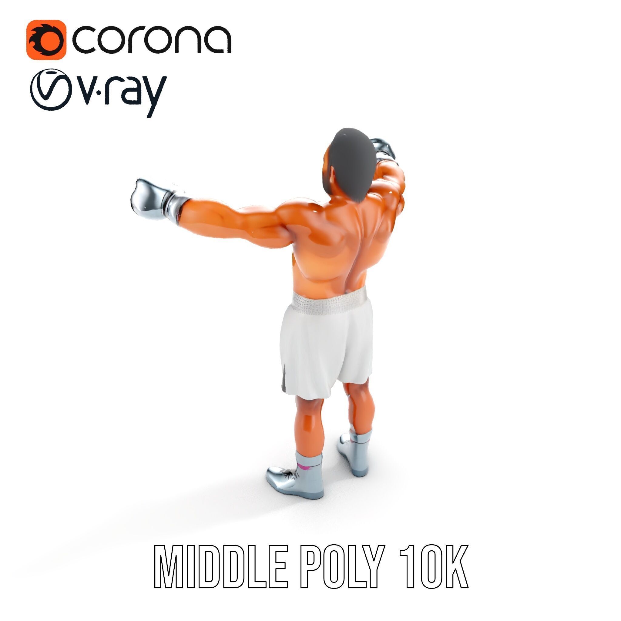Boxer Character Rigged and Animated with Gloves and Shorts Low-poly 3D model_20
