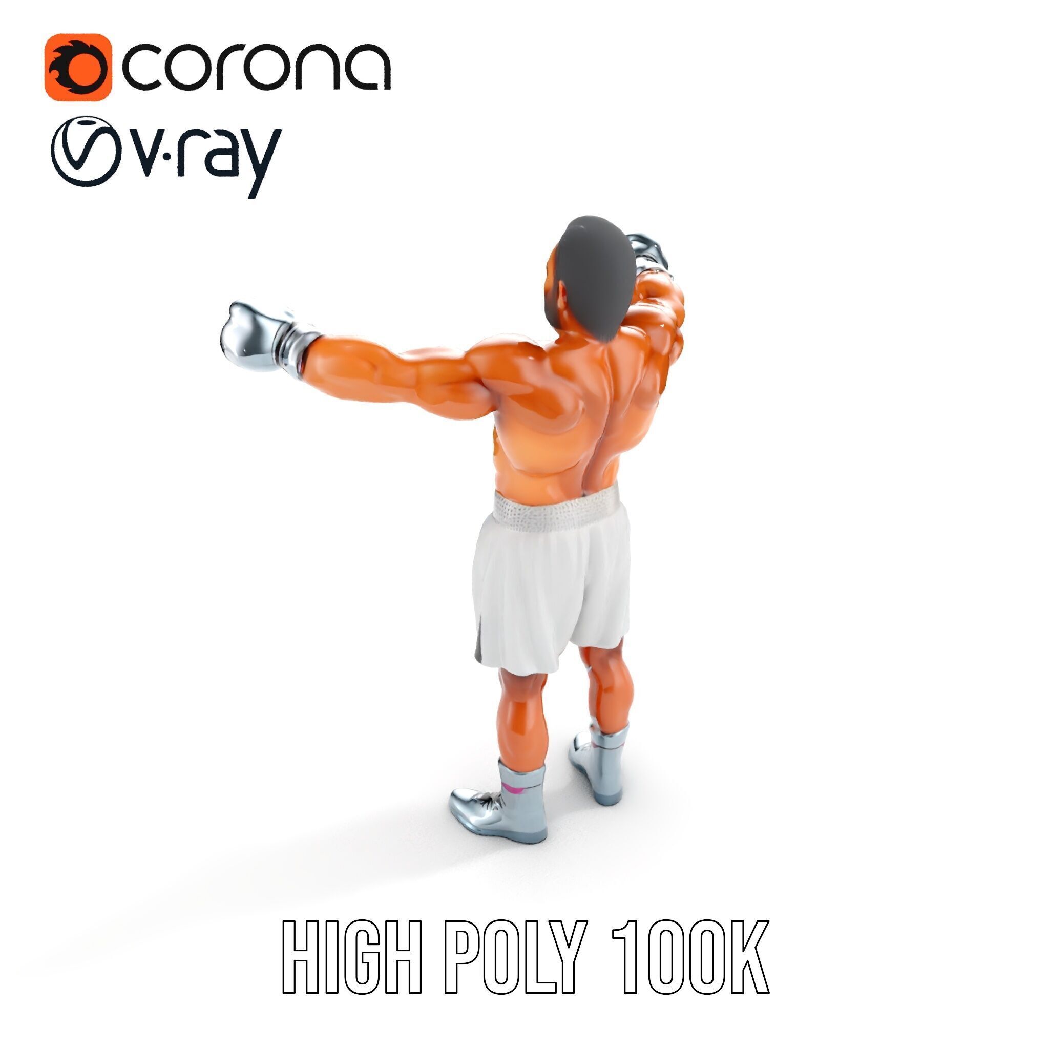 Boxer Character Rigged and Animated with Gloves and Shorts Low-poly 3D model_19