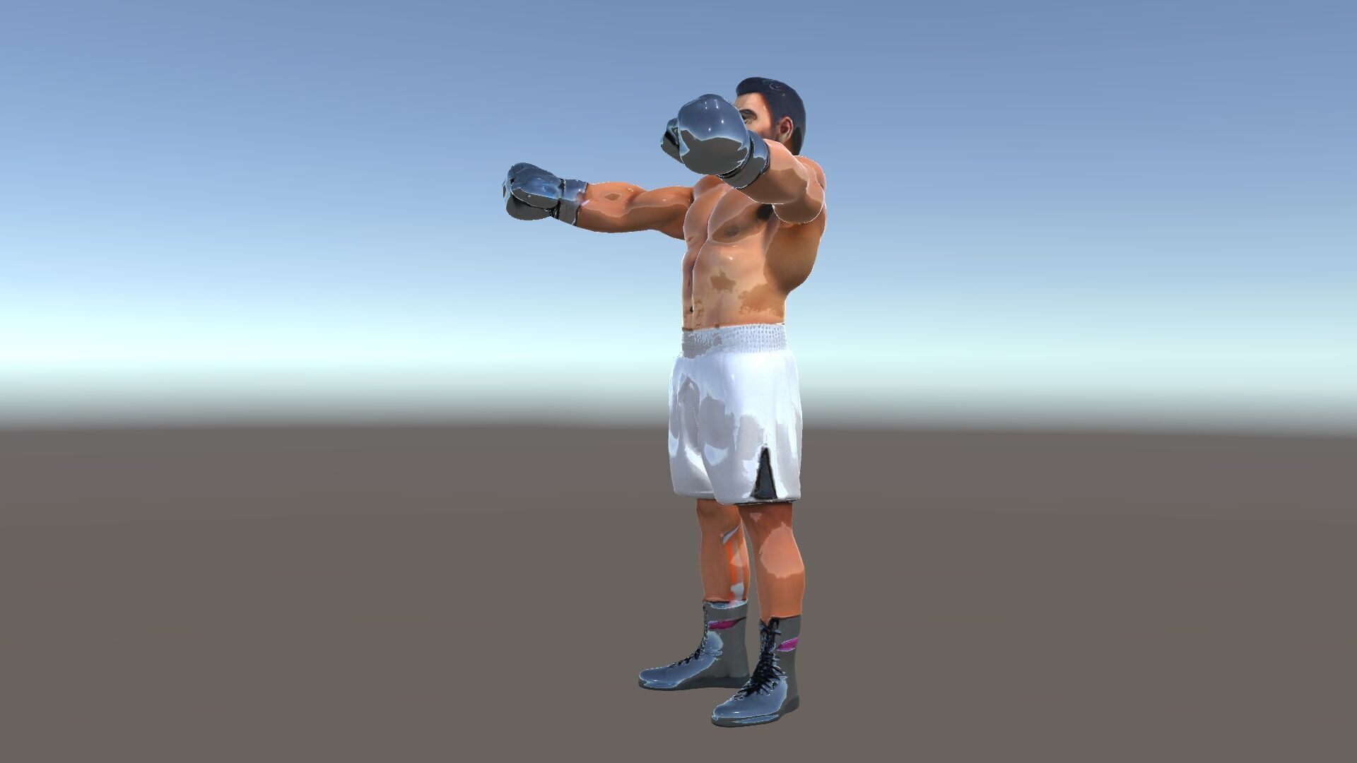 Boxer Character Rigged and Animated with Gloves and Shorts Low-poly 3D model_39