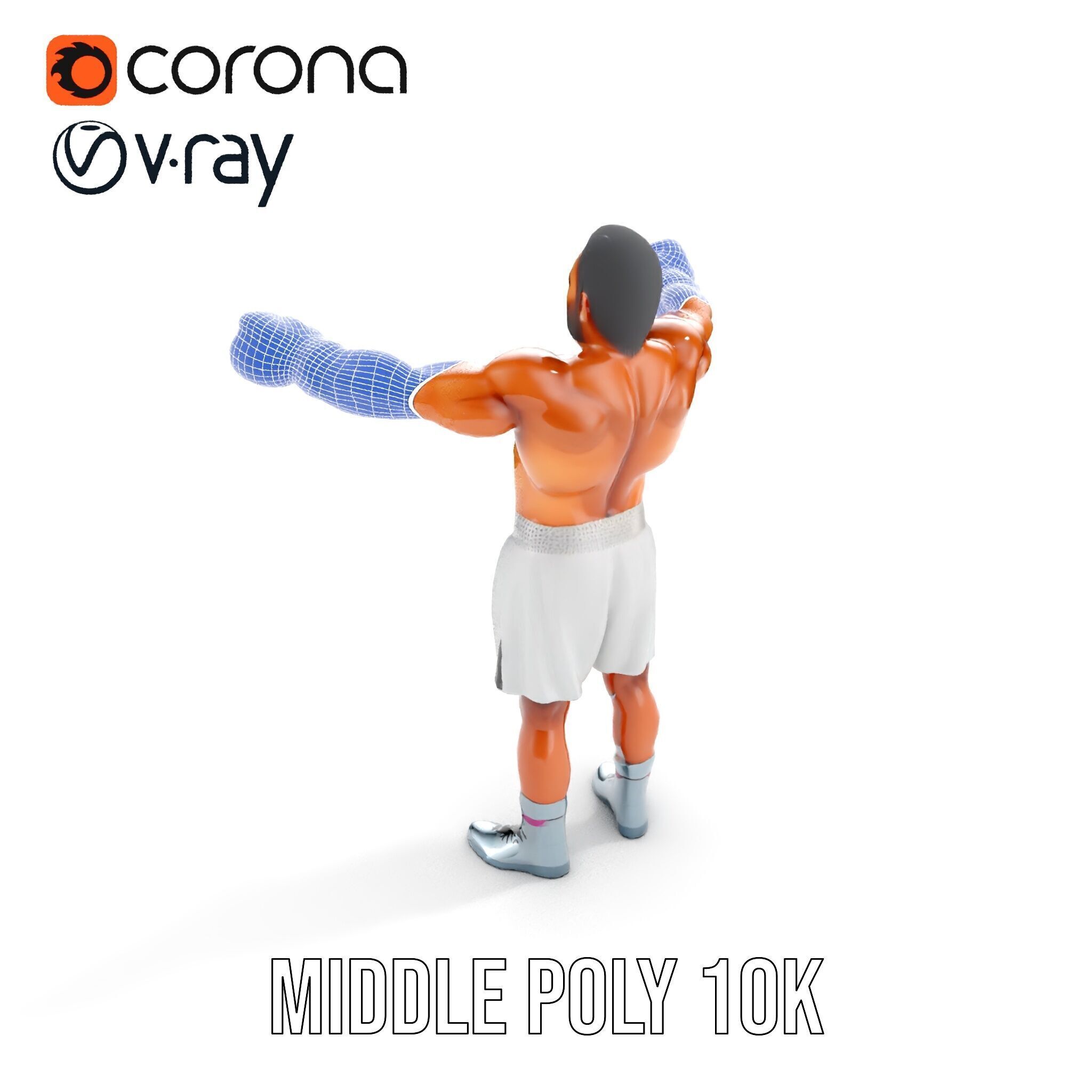 Boxer Character Rigged and Animated with Gloves and Shorts Low-poly 3D model_31