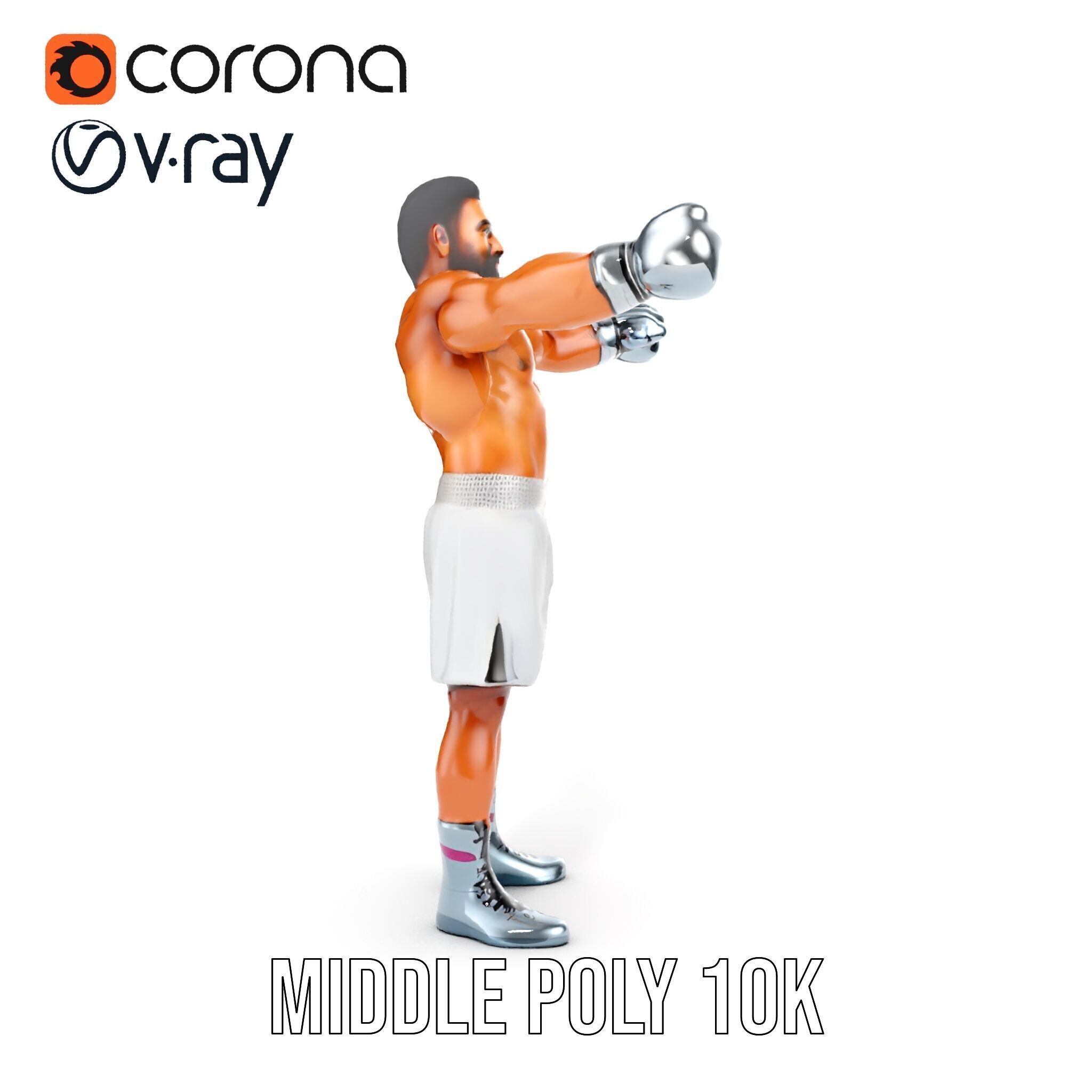 Boxer Character Rigged and Animated with Gloves and Shorts Low-poly 3D model_37